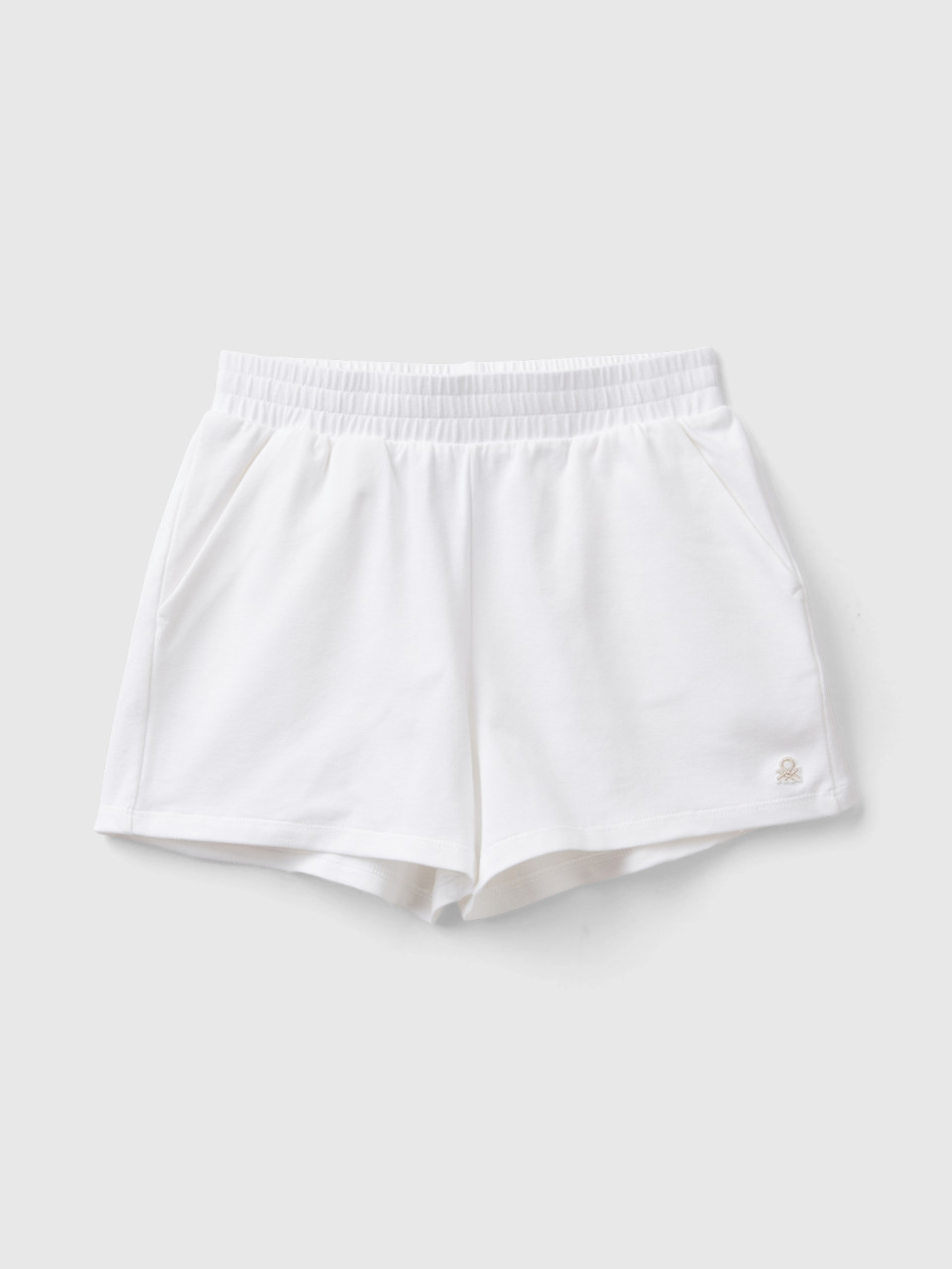Benetton, Stretch Organic Cotton Shorts, White, Kids