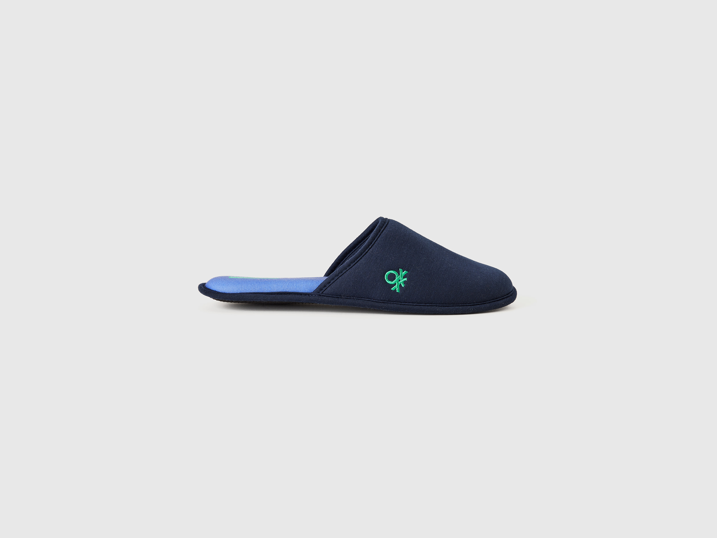 Benetton, Pantofole Con Logo, Blu Scuro, Donna