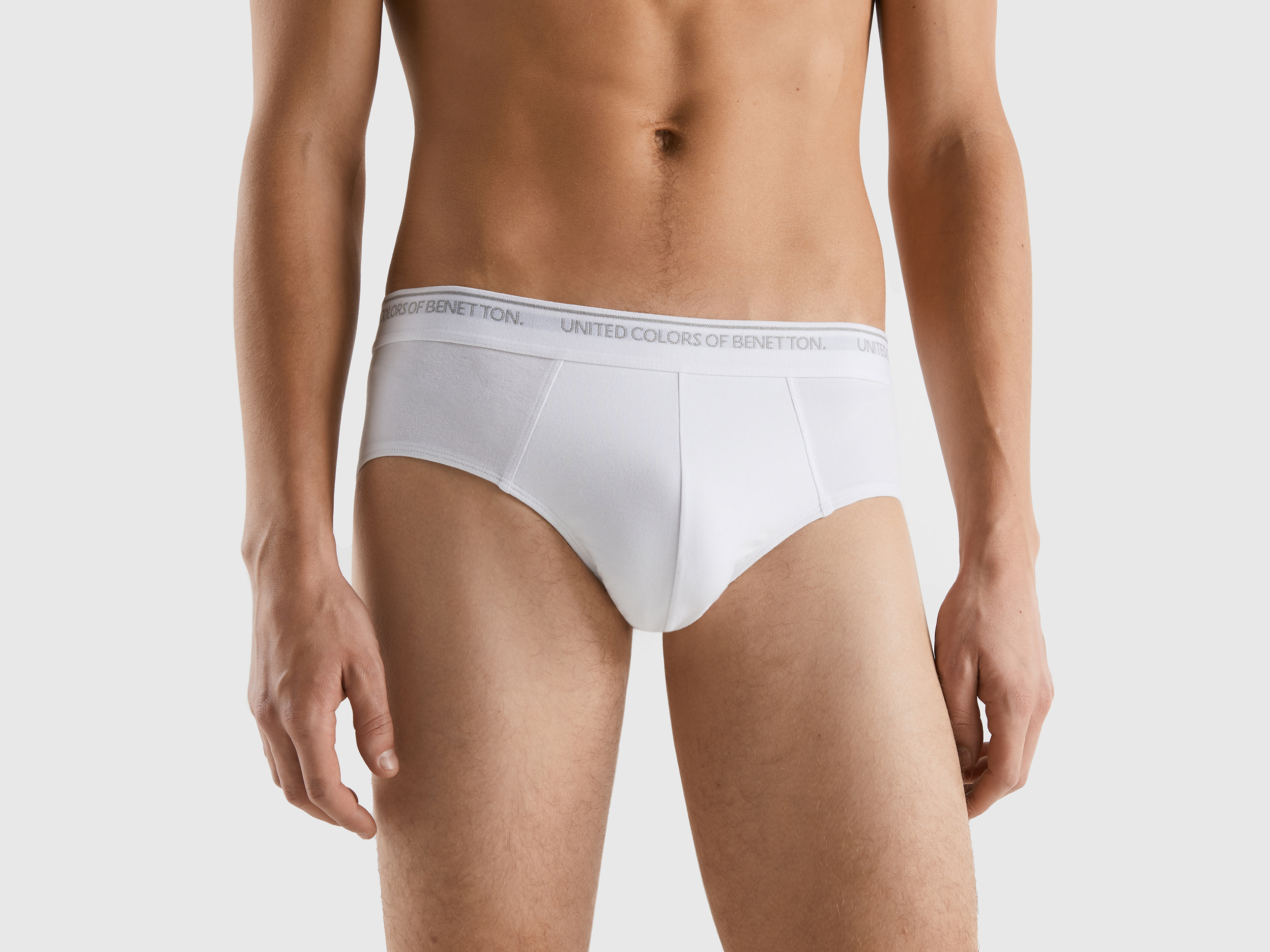 Benetton, Underwear In Stretch Organic Cotton, size XXL, White, Men
