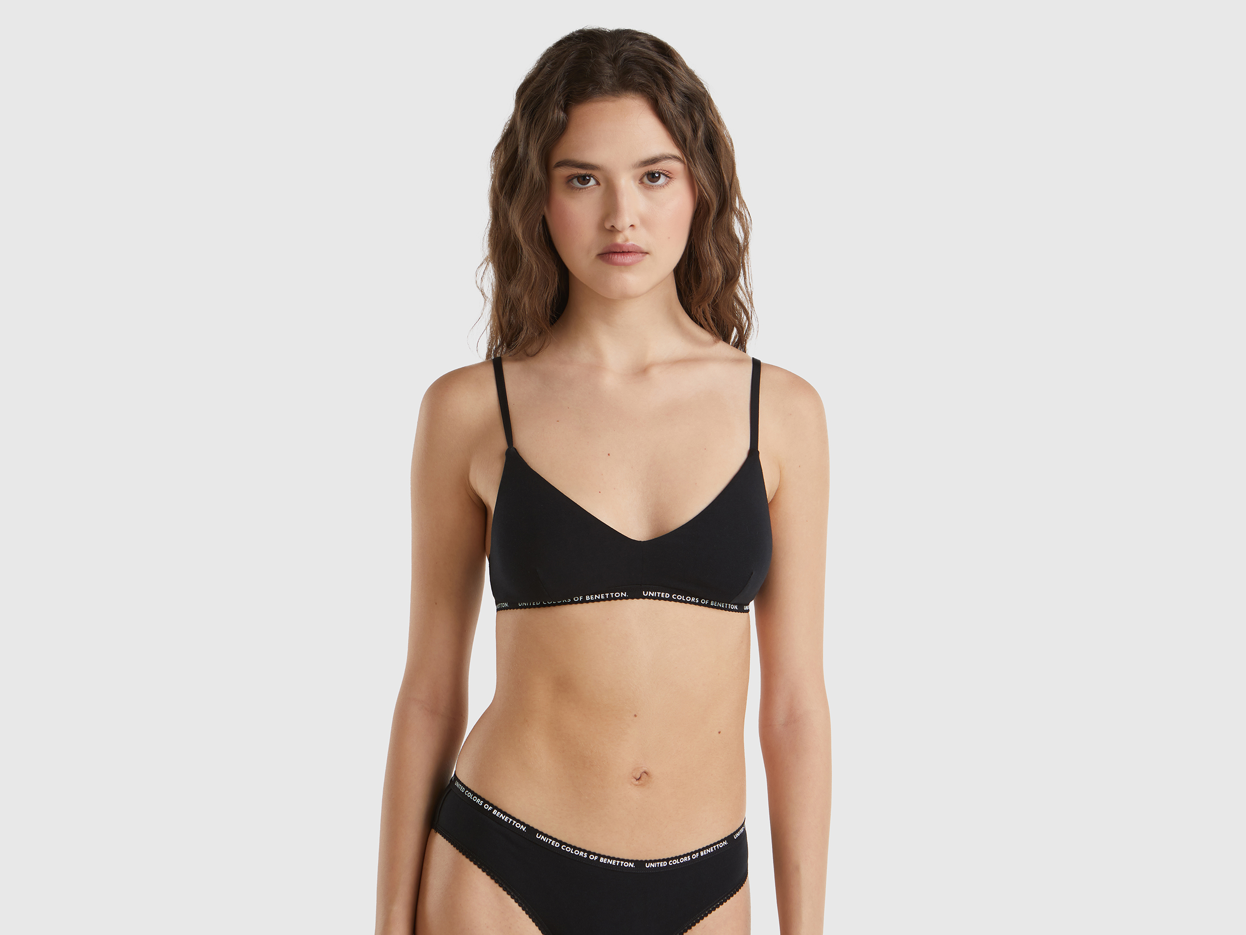 Benetton, Brassière En Coton Stretch, taille 100, Noir - United Colors of Benetton - Modalova