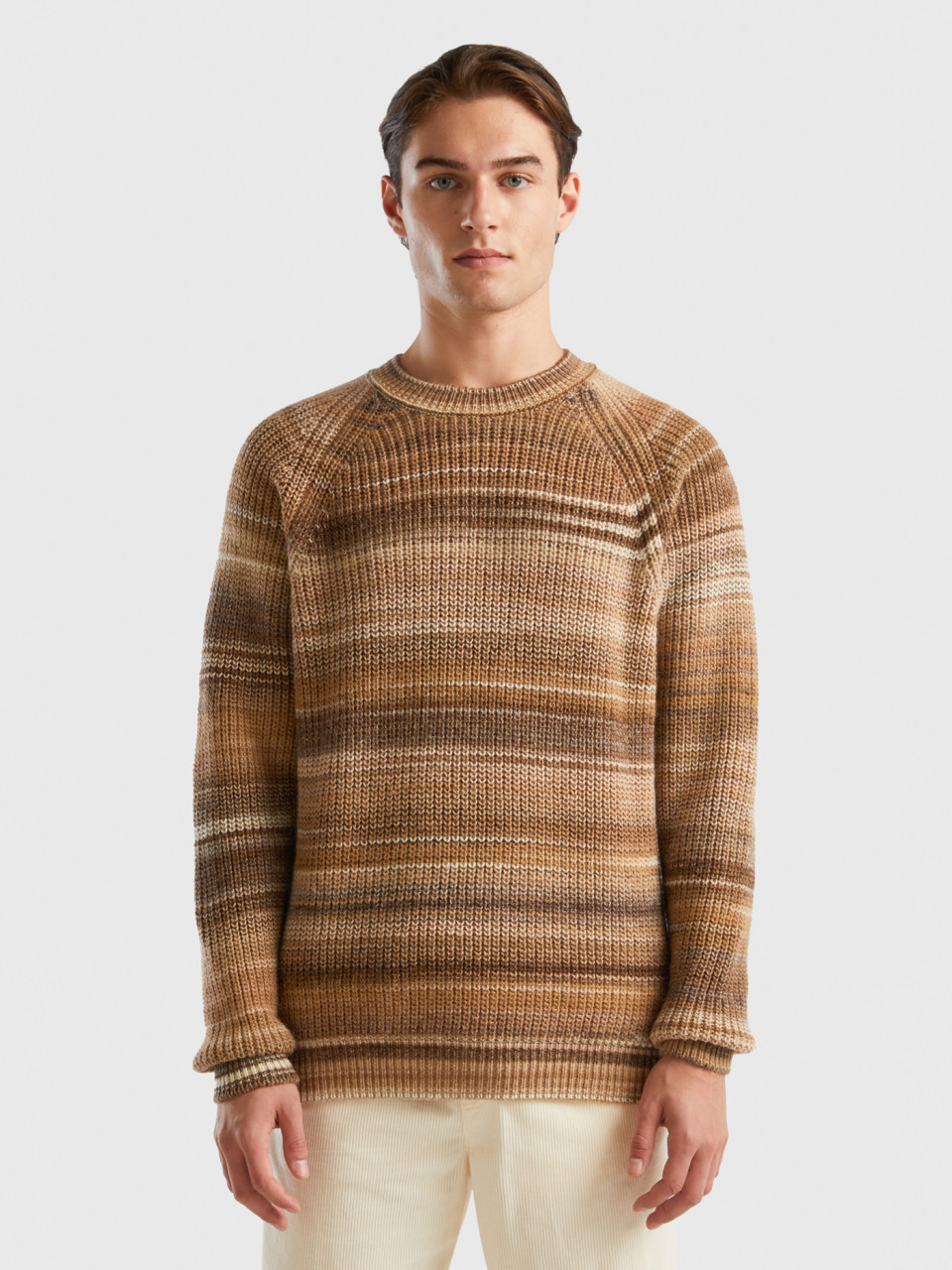 Benetton, Multicolor Sweater In Wool Blend, Multi-color, Men