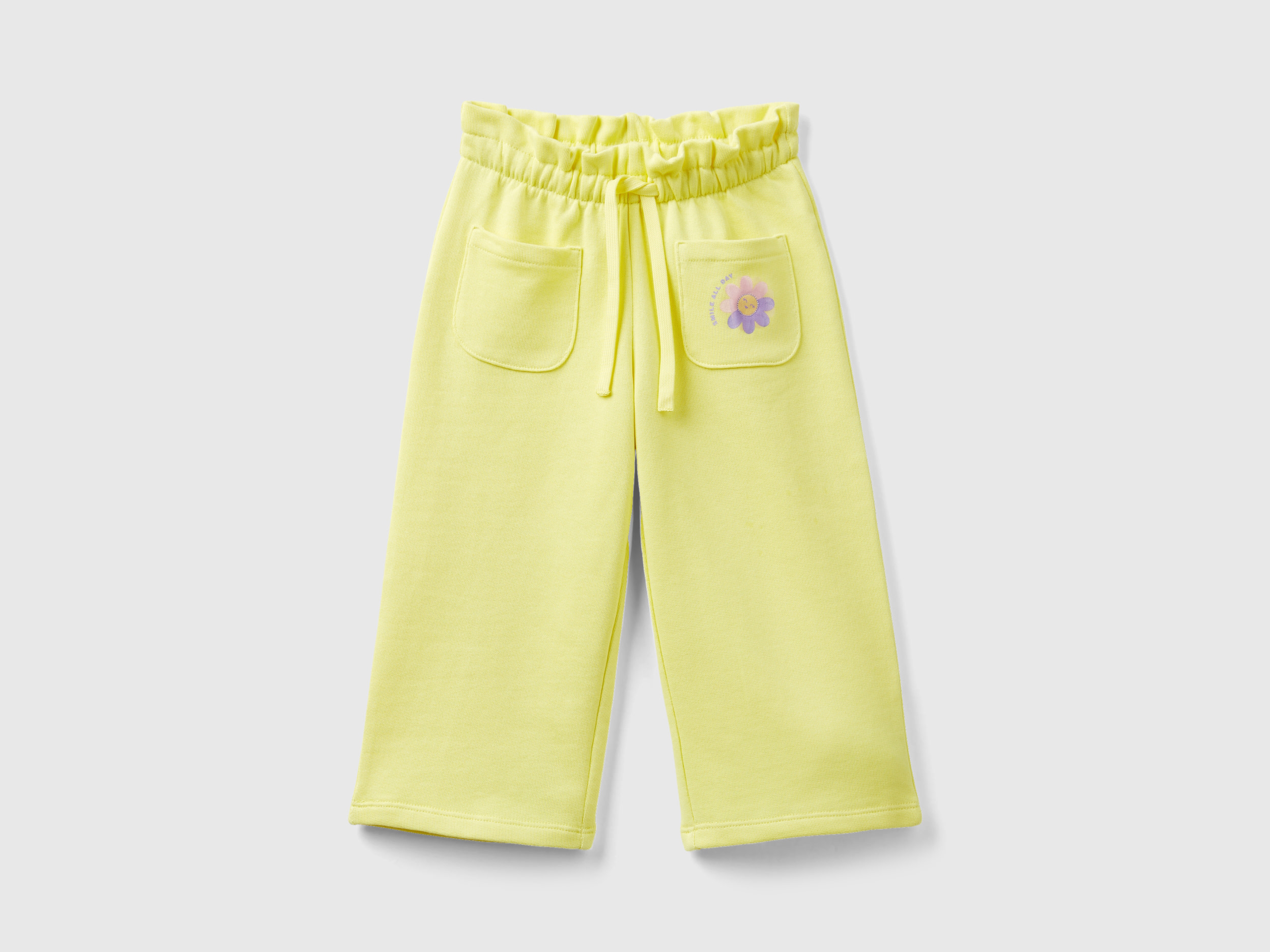 Benetton, Cropped Fit Sweatpants, size 18-24, Yellow, Kids
