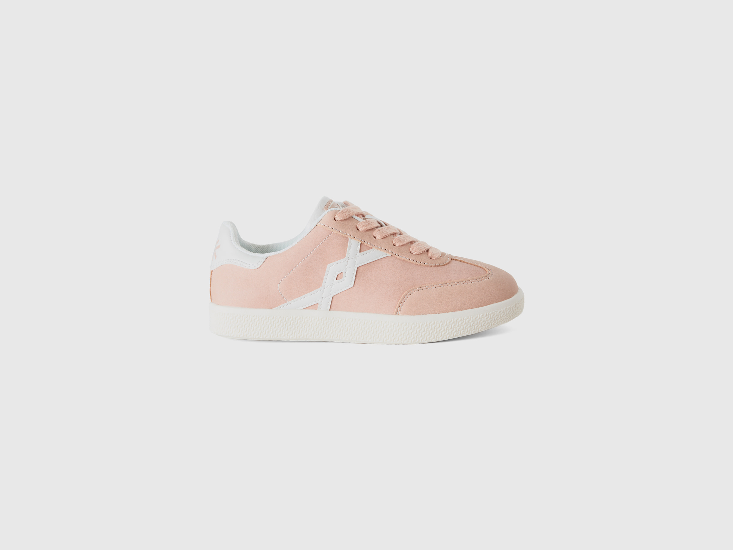 Benetton, Sneakers In Tessuto Spalmato, Rosa Tenue, Bambini