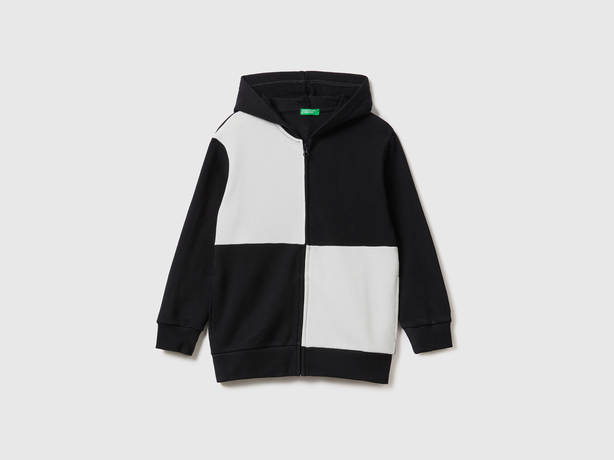 Benetton, Sweatshirt With Maxi Check, size L, Black, Kids