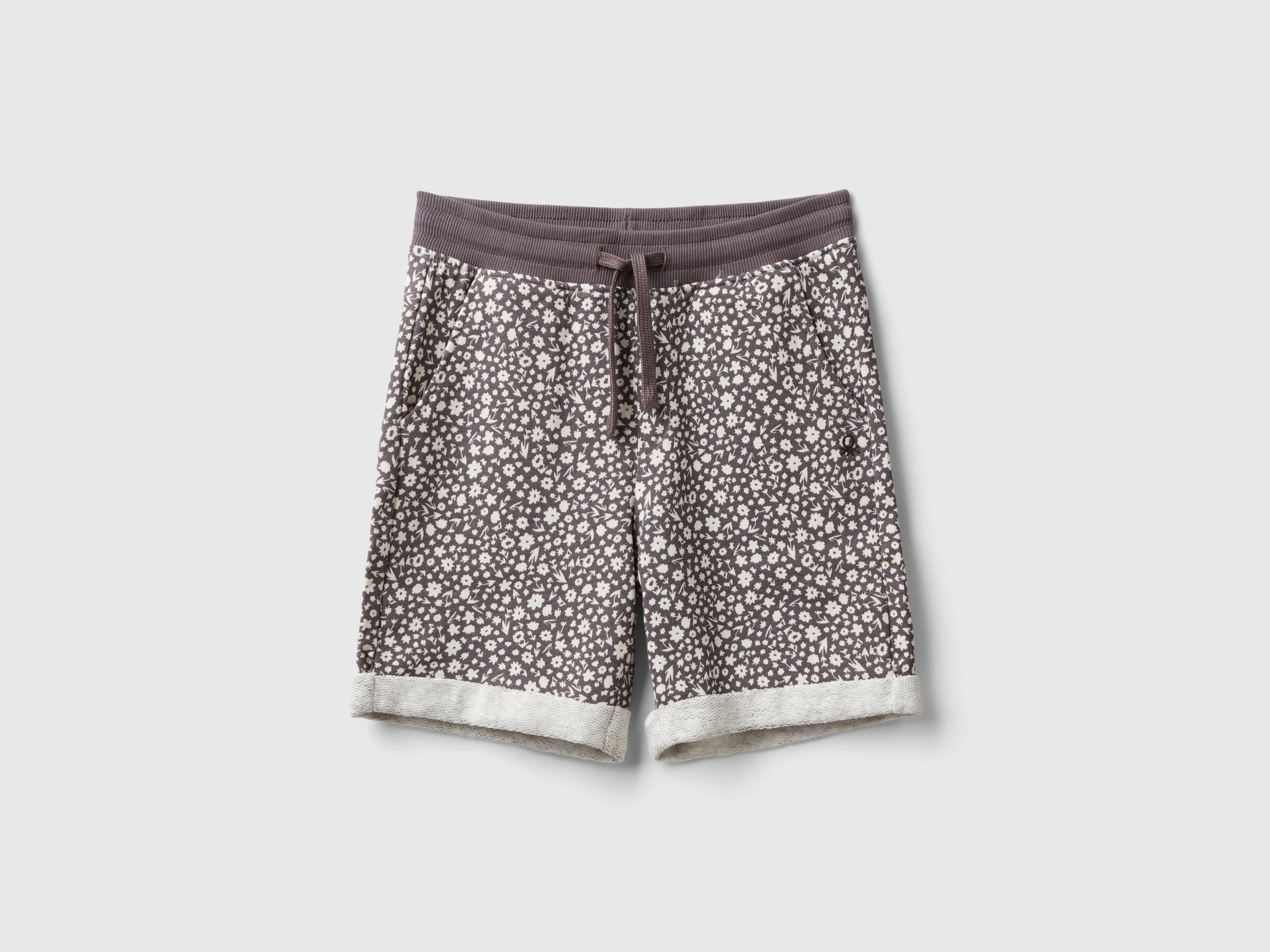 Benetton, Bermuda Con Stampa Floreale, Grigio Scuro, Bambini