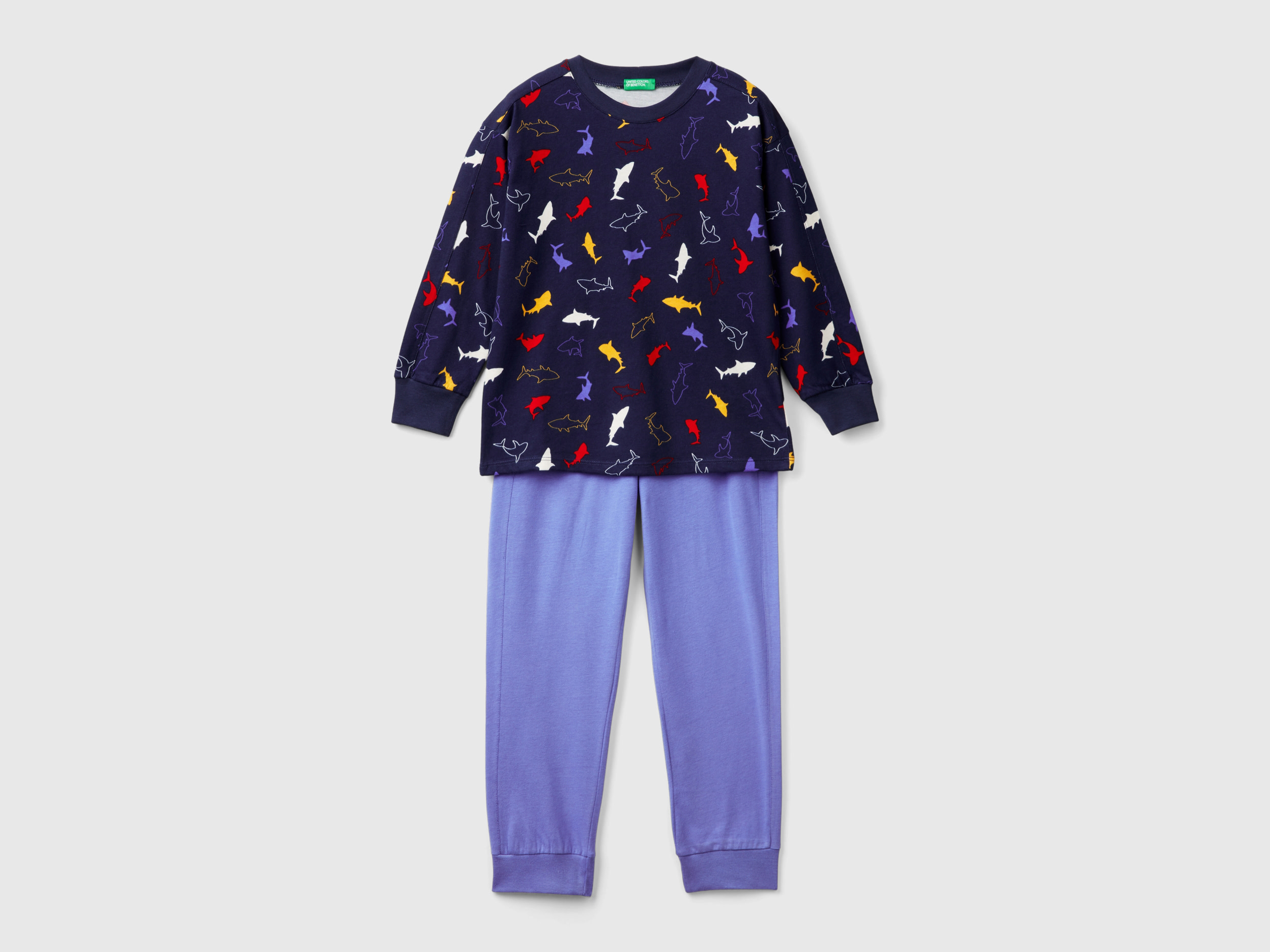 Benetton, Pigiama In Caldo Cotone, Blu Scuro, Bambini