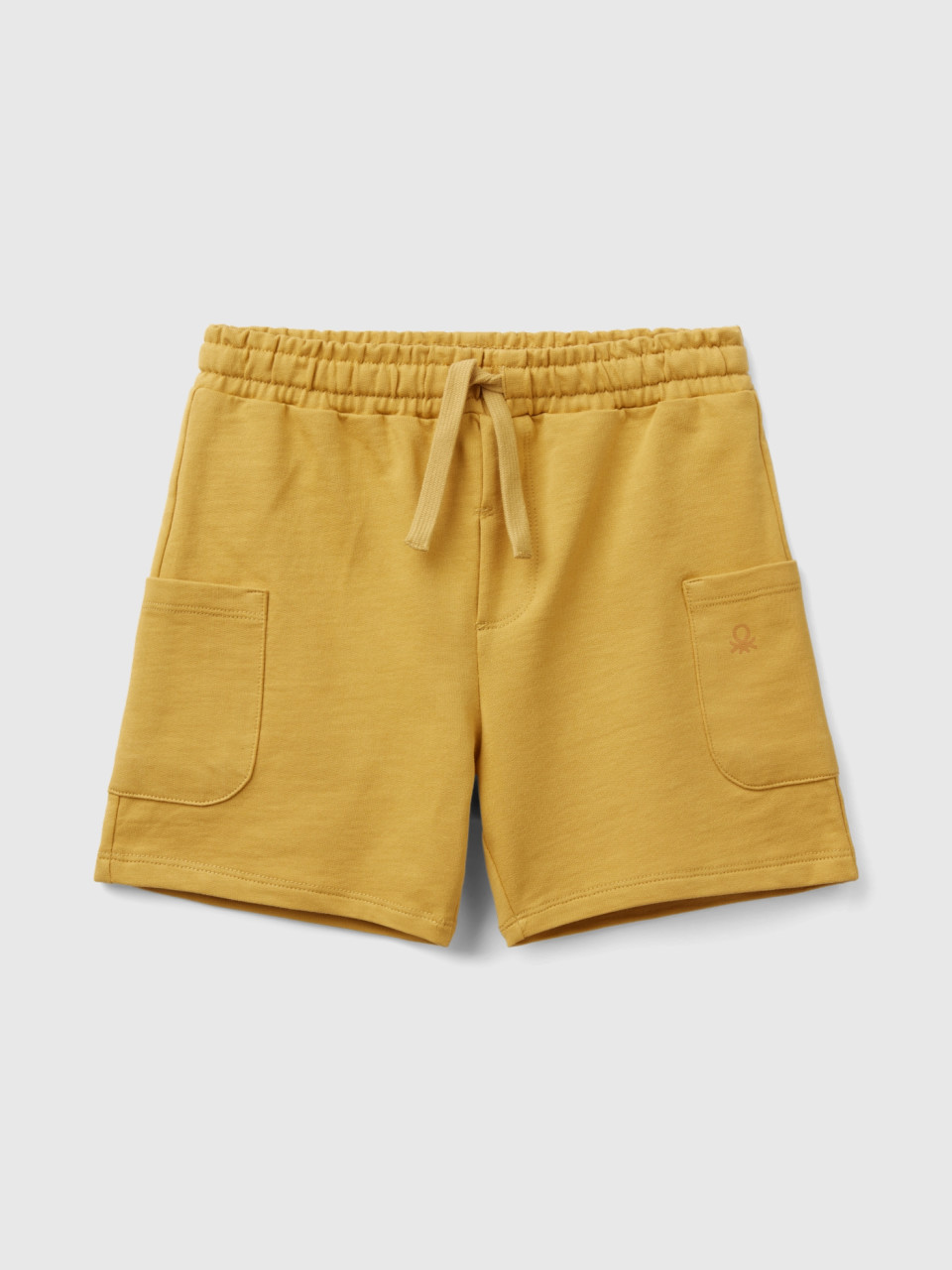 Benetton, Cargo Shorts In Organic Cotton, Mustard, Kids