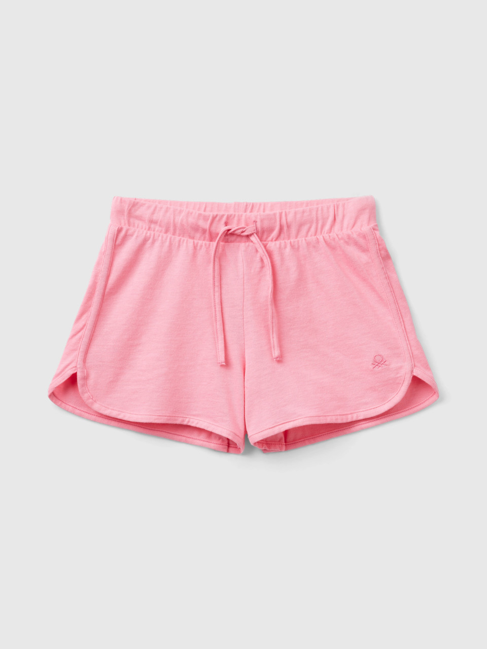 Benetton, Runner Style Shorts In Organic Cotton, Pink, Kids