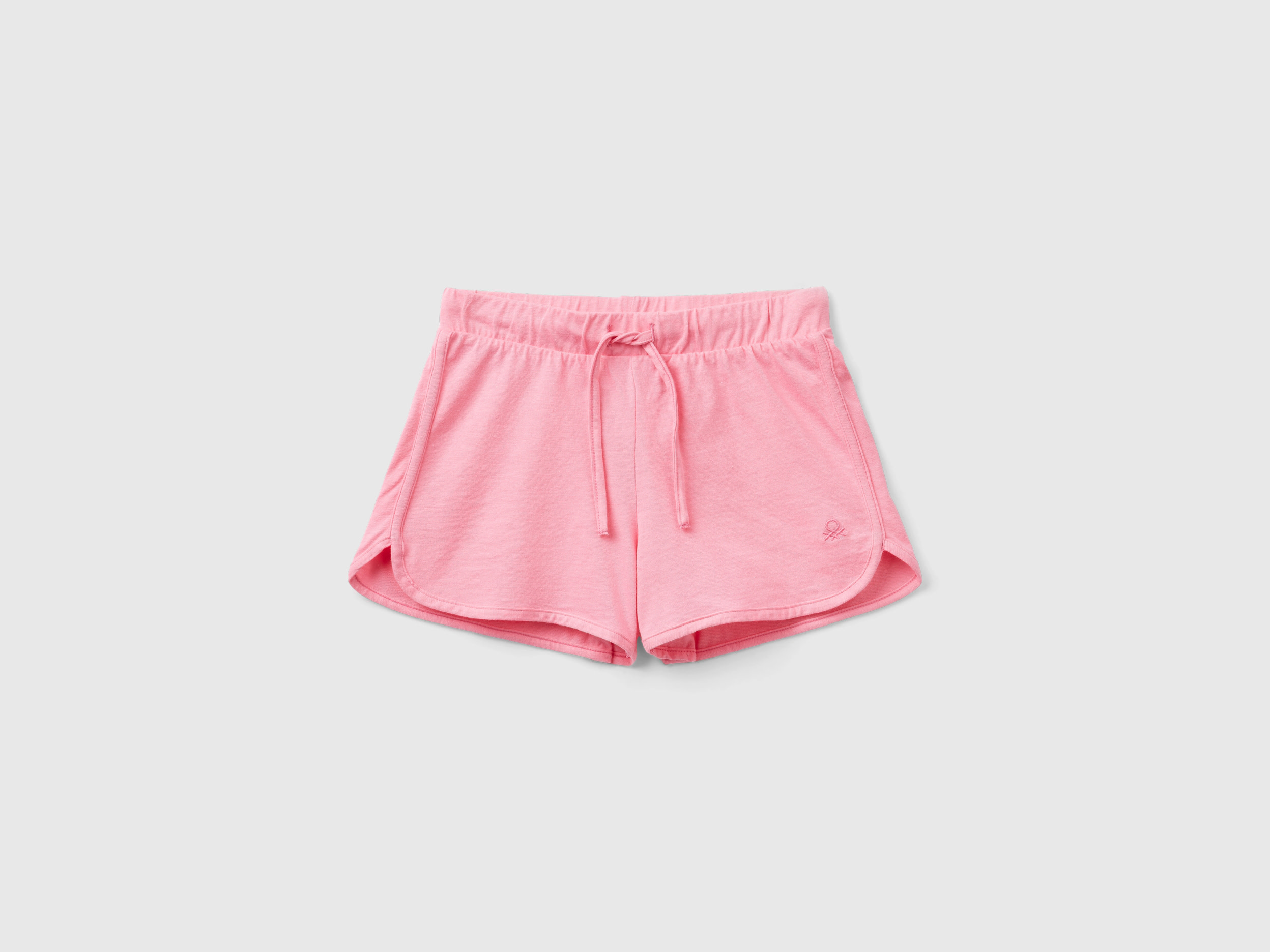 Image of Benetton, Runner Style Shorts In Organic Cotton, size 3XL, Pink, Kids