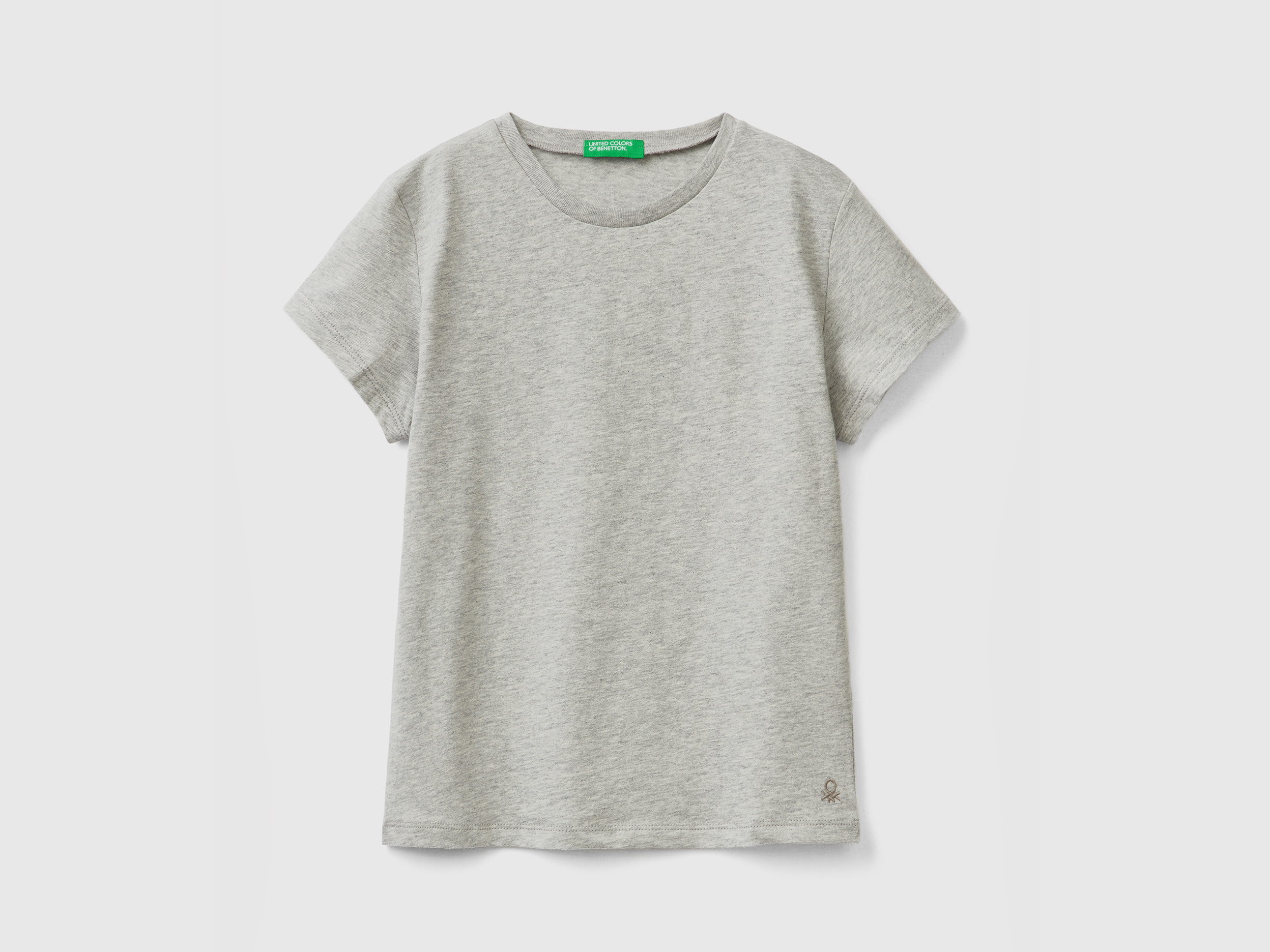 Benetton, T-shirt In Pure Organic Cotton, size XL, Light Gray, Kids