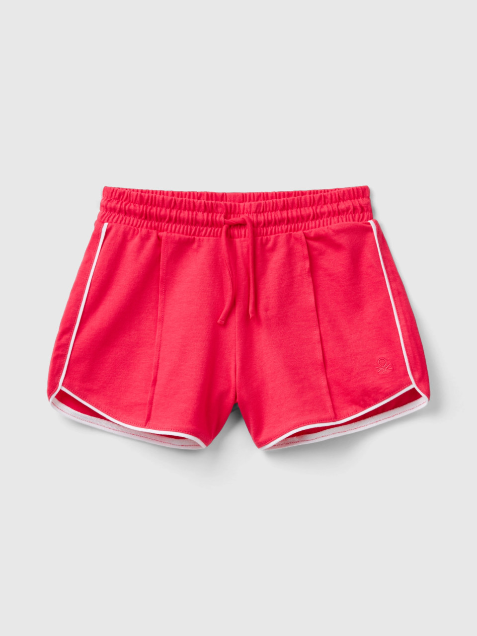 Benetton, 100% Cotton Shorts With Drawstring, Fuchsia, Kids