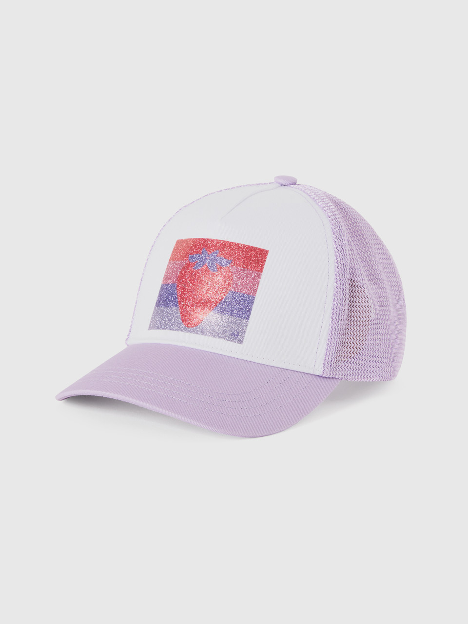 Benetton, Baseball Hat In Cotton And Mesh, Lilac, Kids
