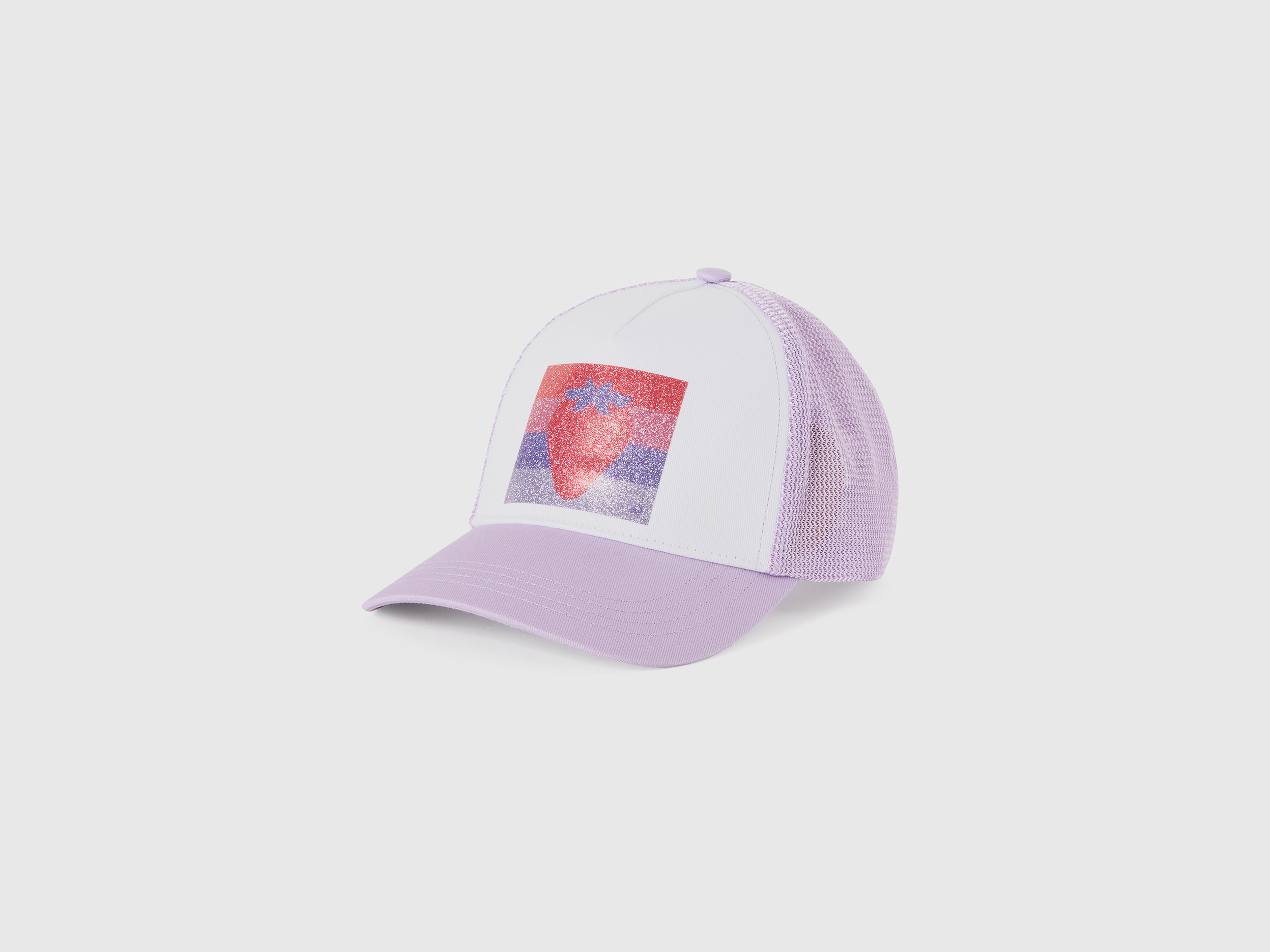 Benetton, Cappello Baseball In Cotone E Rete, Lilla, Bambini