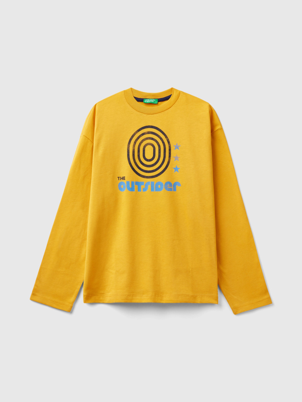 Benetton, T-shirt En Coton Chaud À Imprimé, Jaune, Enfants