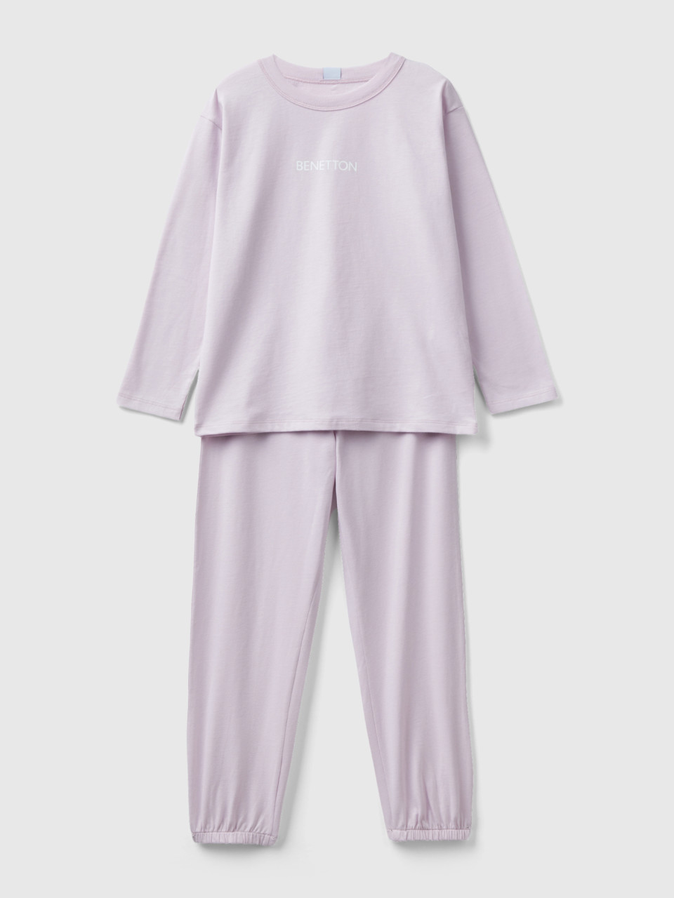Benetton, Pyjama 100 % Coton À Logo, Lilas, Enfants