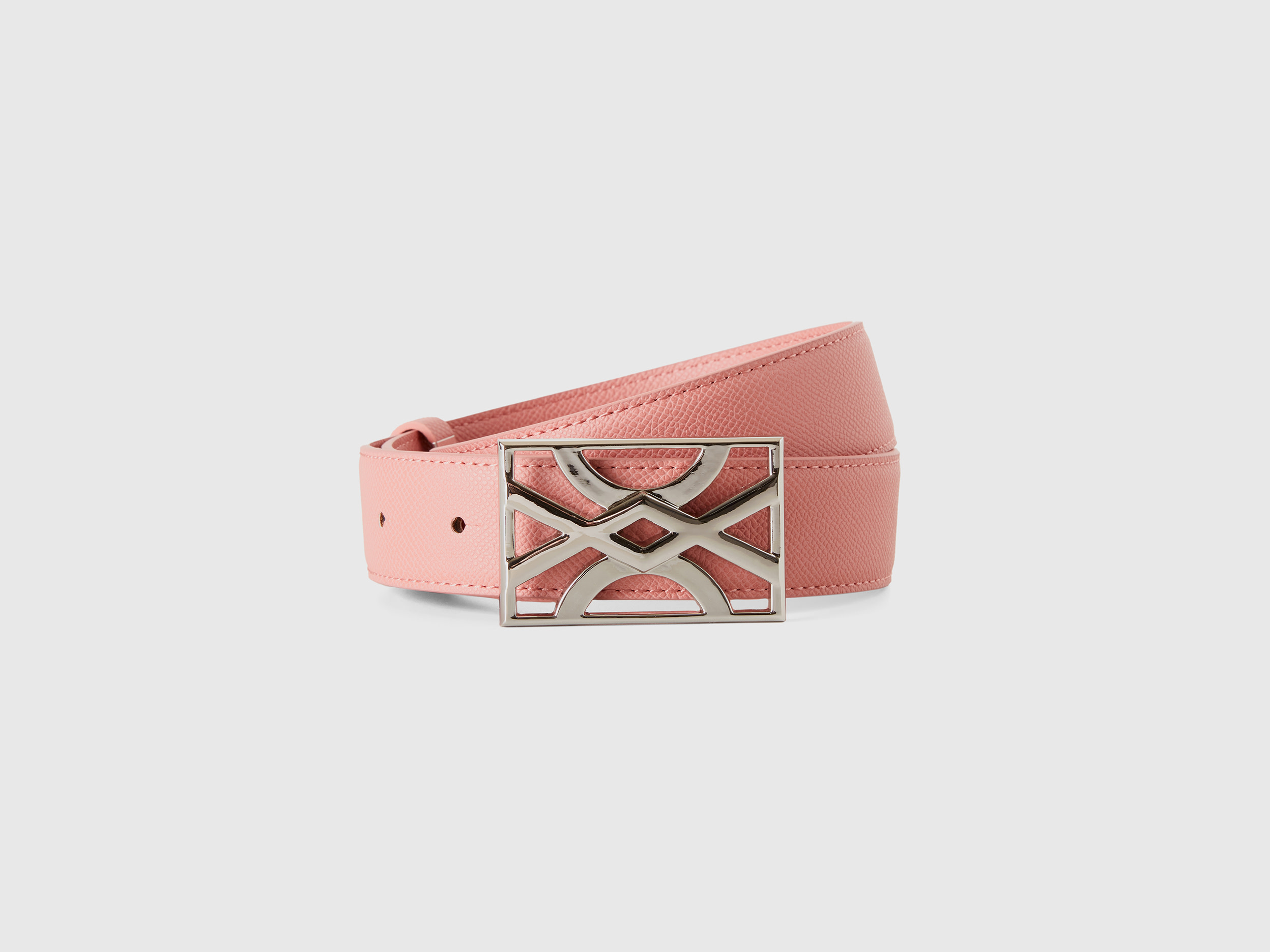 Benetton, Pink Belt With Logo Buckle, size L, Pink, Women