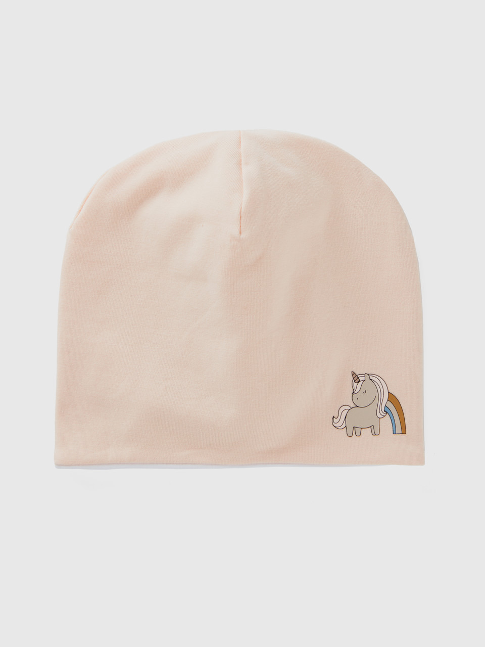 Benetton, Cotton Hat With Print, Peach, Kids