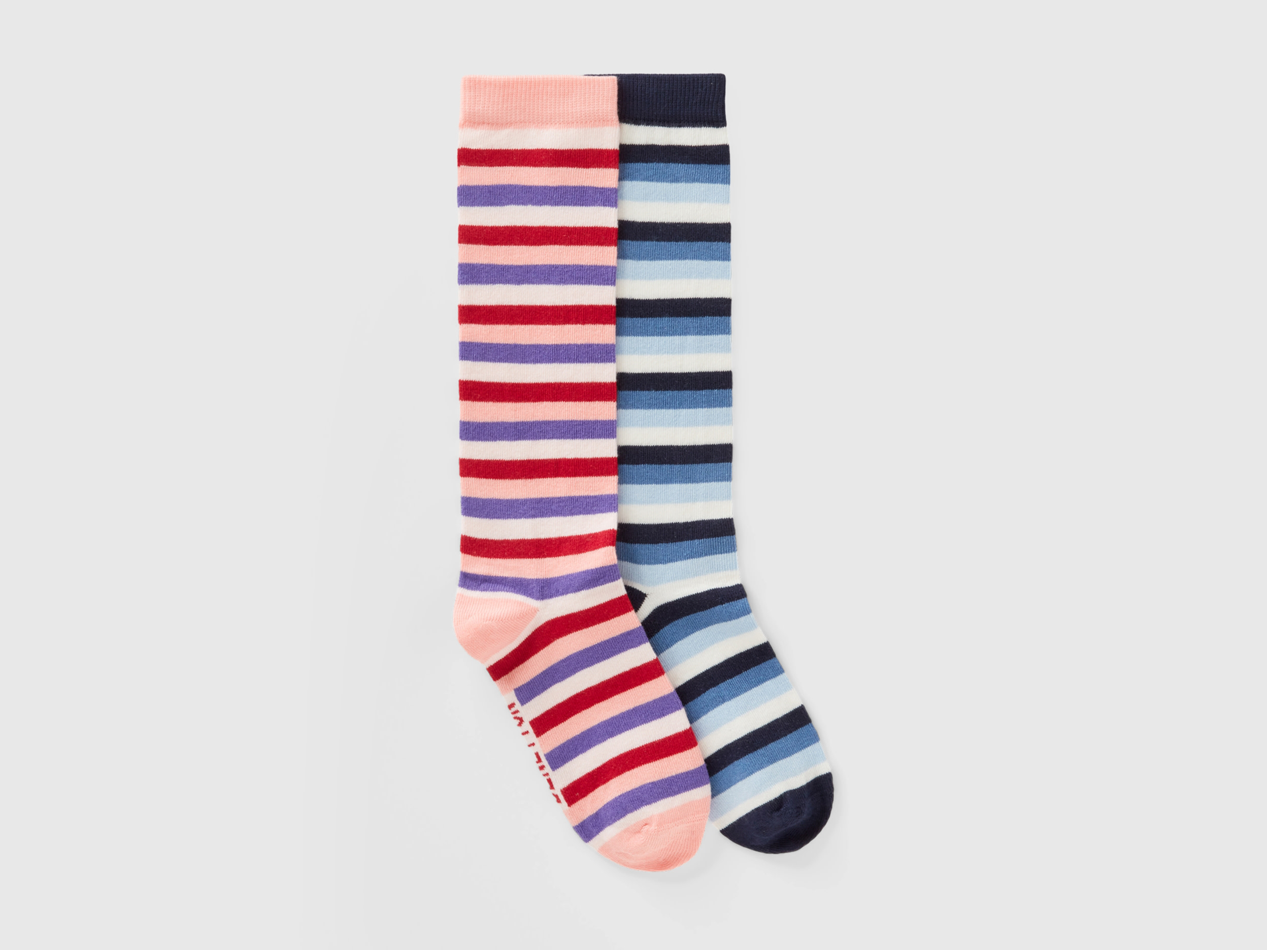 Benetton, Due Sets Of Striped Jacquard Socks, size 11-12, Multi-color, Kids