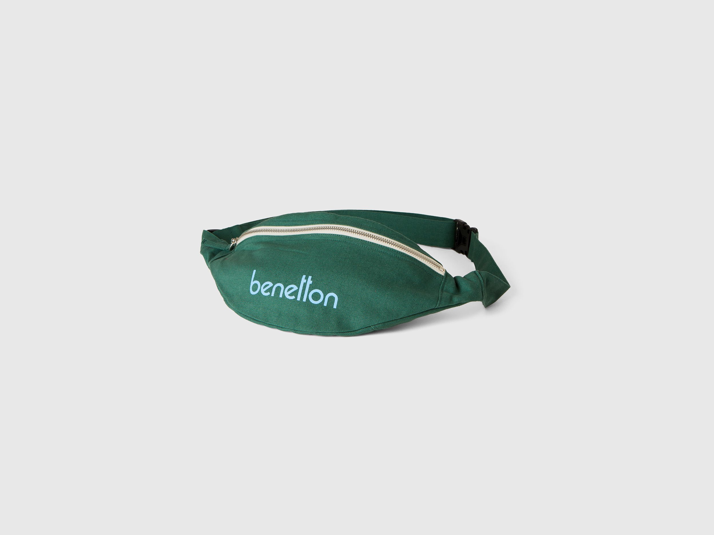 Benetton, Military Green Pouch In Pure Cotton, Verde Militare, Donna