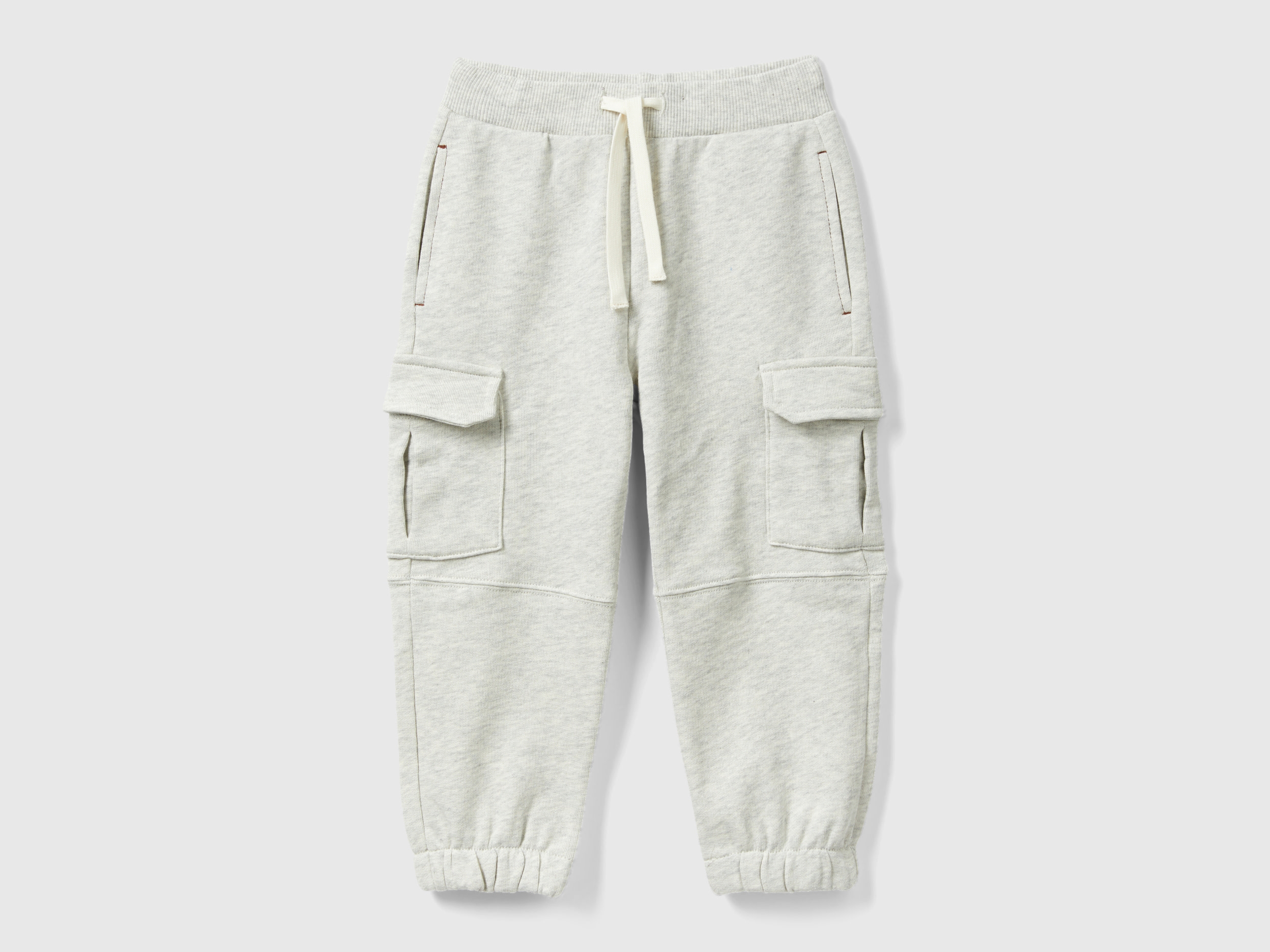Benetton, Sweat Cargo Pants, size 18-24, Light Gray, Kids