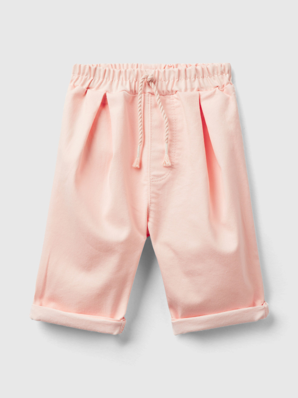 Benetton, Stretch Trousers With Drawstring, Peach, Kids