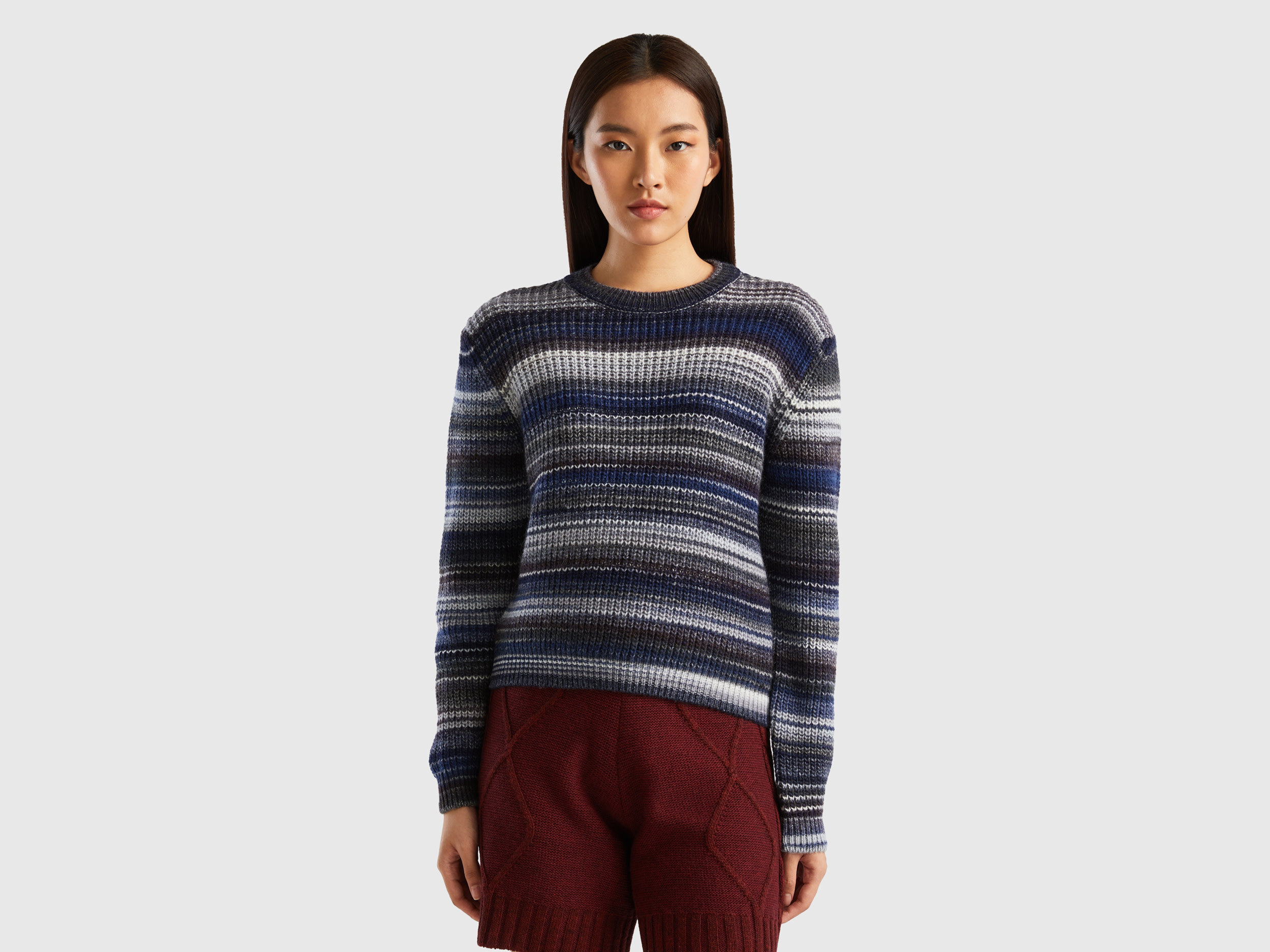 Benetton, Multicolor Striped Sweater, size M, Multi-color, Women