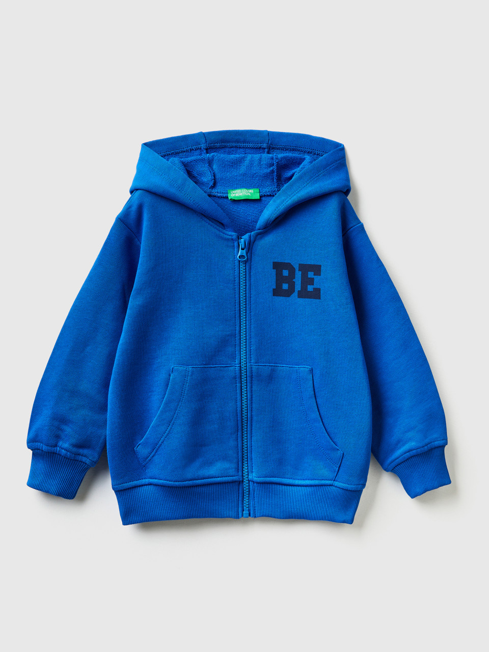Benetton, Sweatshirt Mit Logo Und Kapuze, Verkehrsblau, female