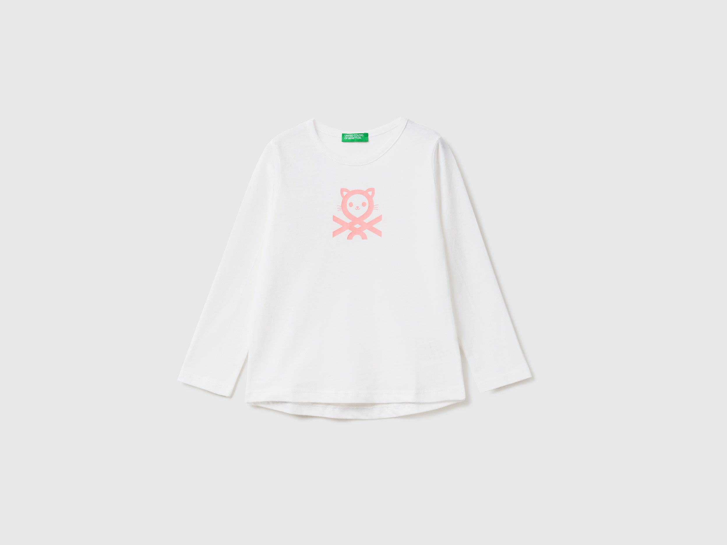 Benetton, 100% Cotton T-shirt With Logo, size 18-24, Creamy White, Kids