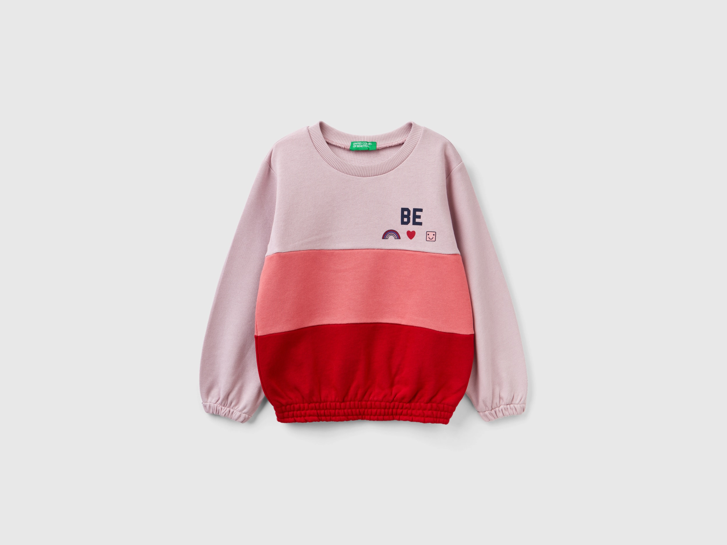 Benetton, Oversized Color Block Sweatshirt, size 4-5, Pink, Kids