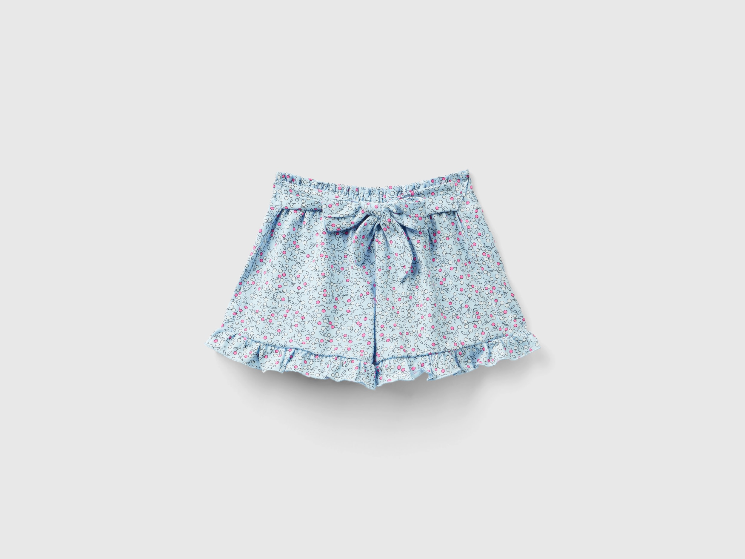 Benetton, Bermuda Con Stampa Frutta, Celeste, Bambini