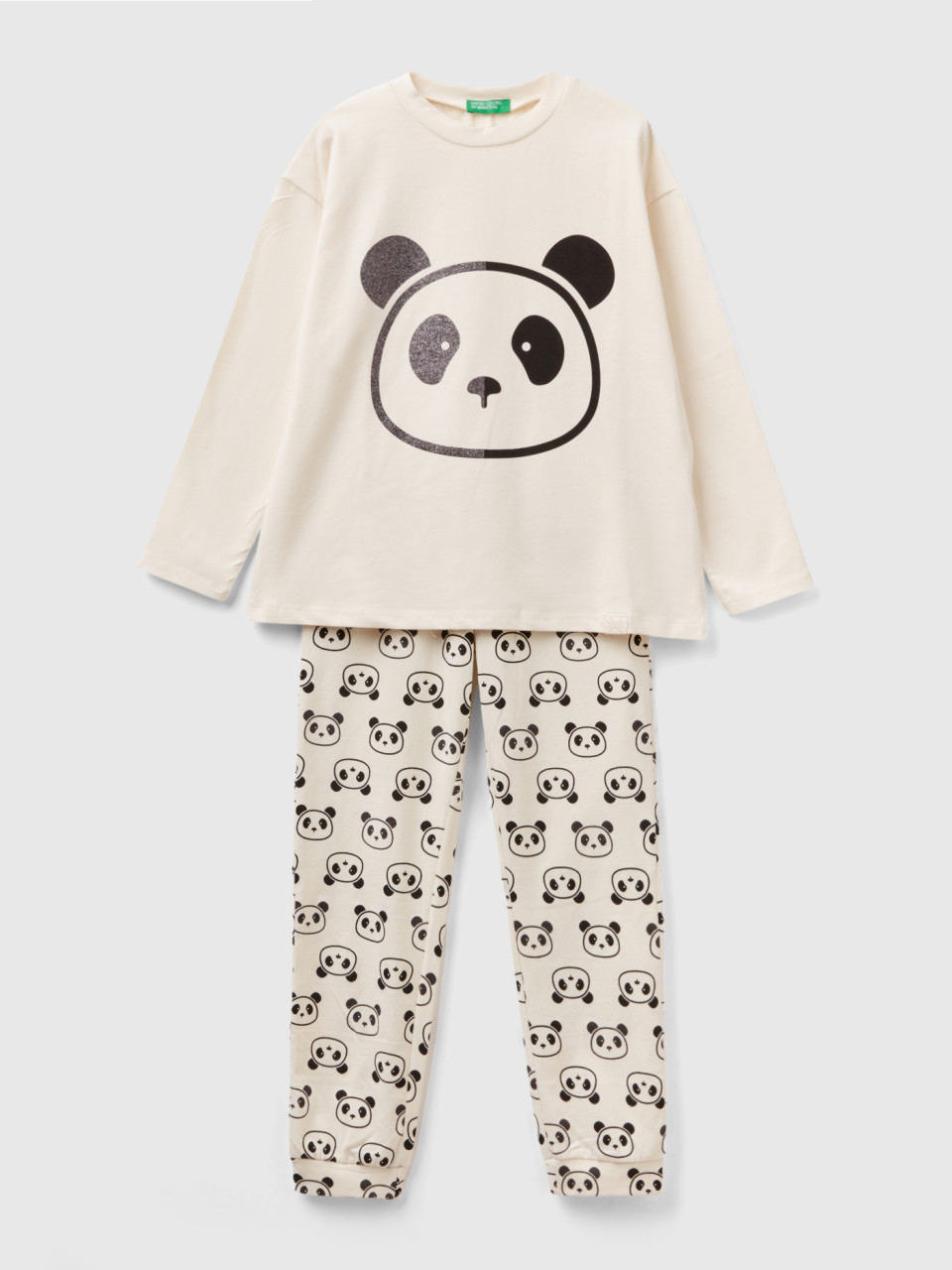 Benetton, Warmer Pyjama Mit Panda-print, Pink, female