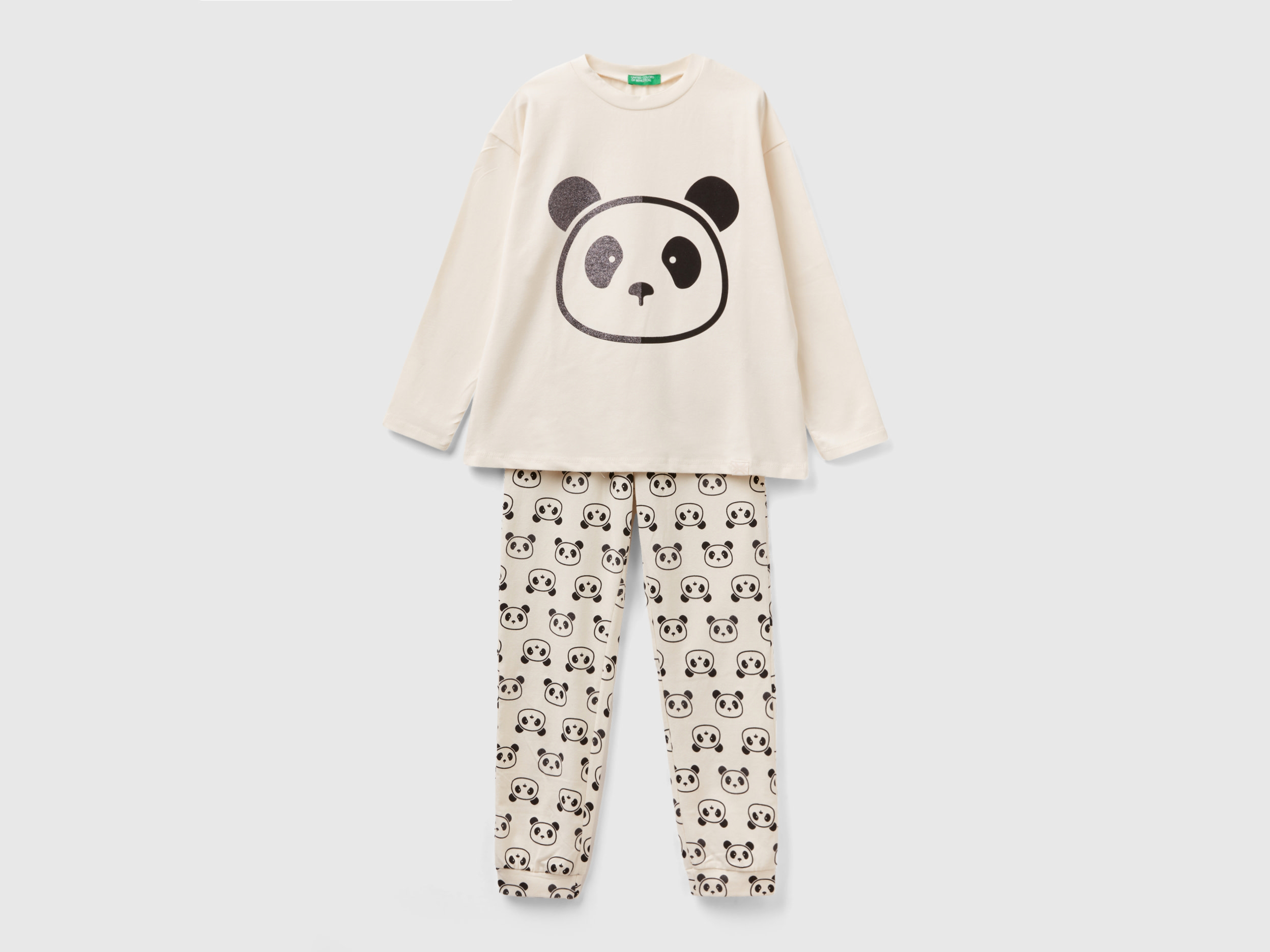 Benetton, Warm Pyjamas With Panda Print, size XS, Pink, Kids