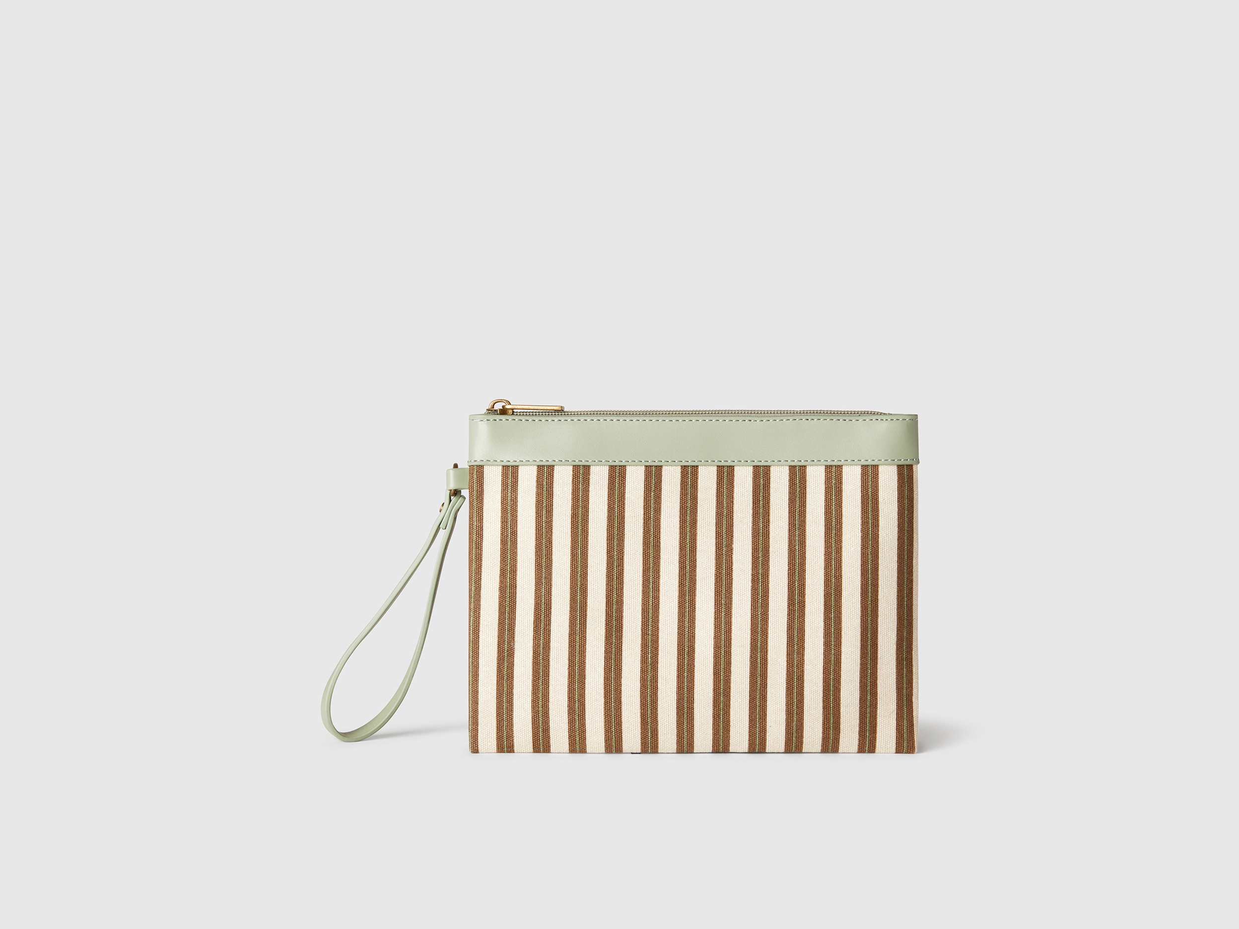 Benetton, Large Striped Clutch, size OS, Brown, Women