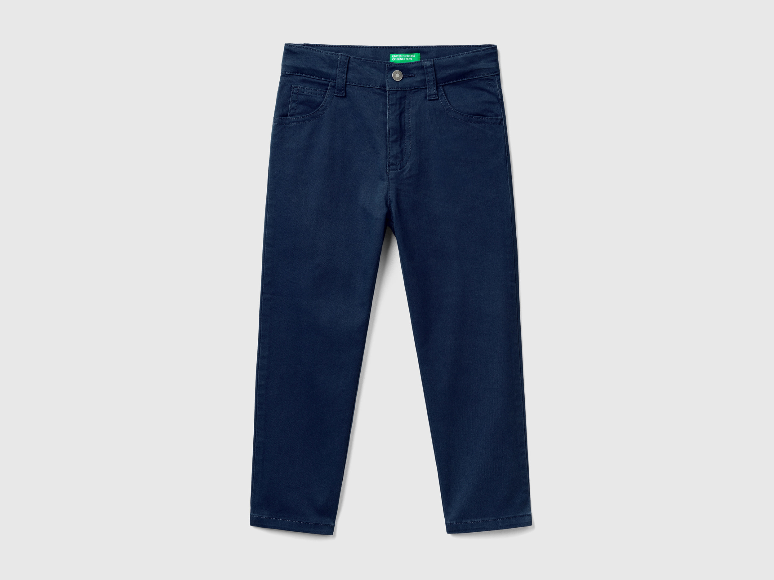 Benetton, Five-pocket Stretch Trousers, size 12-18, Dark Blue, Kids