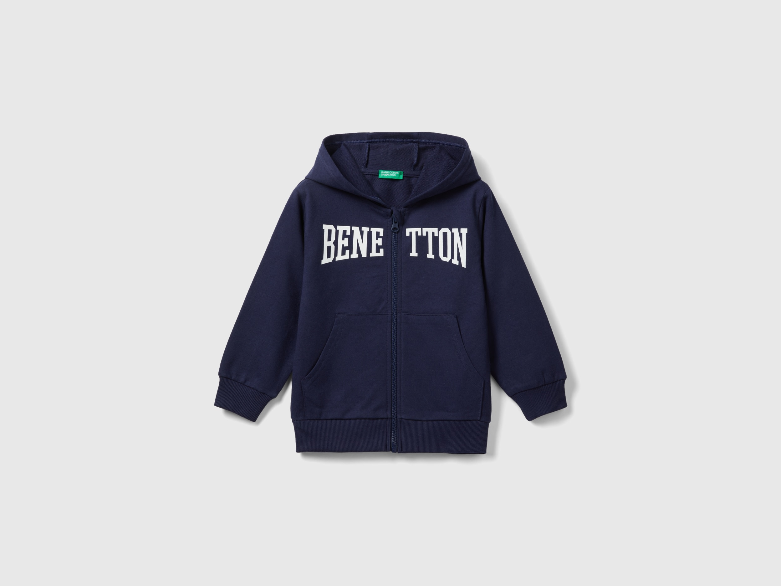Benetton, Lightweight Sweatshirt With Zip, size 5-6, Dark Blue, Kids