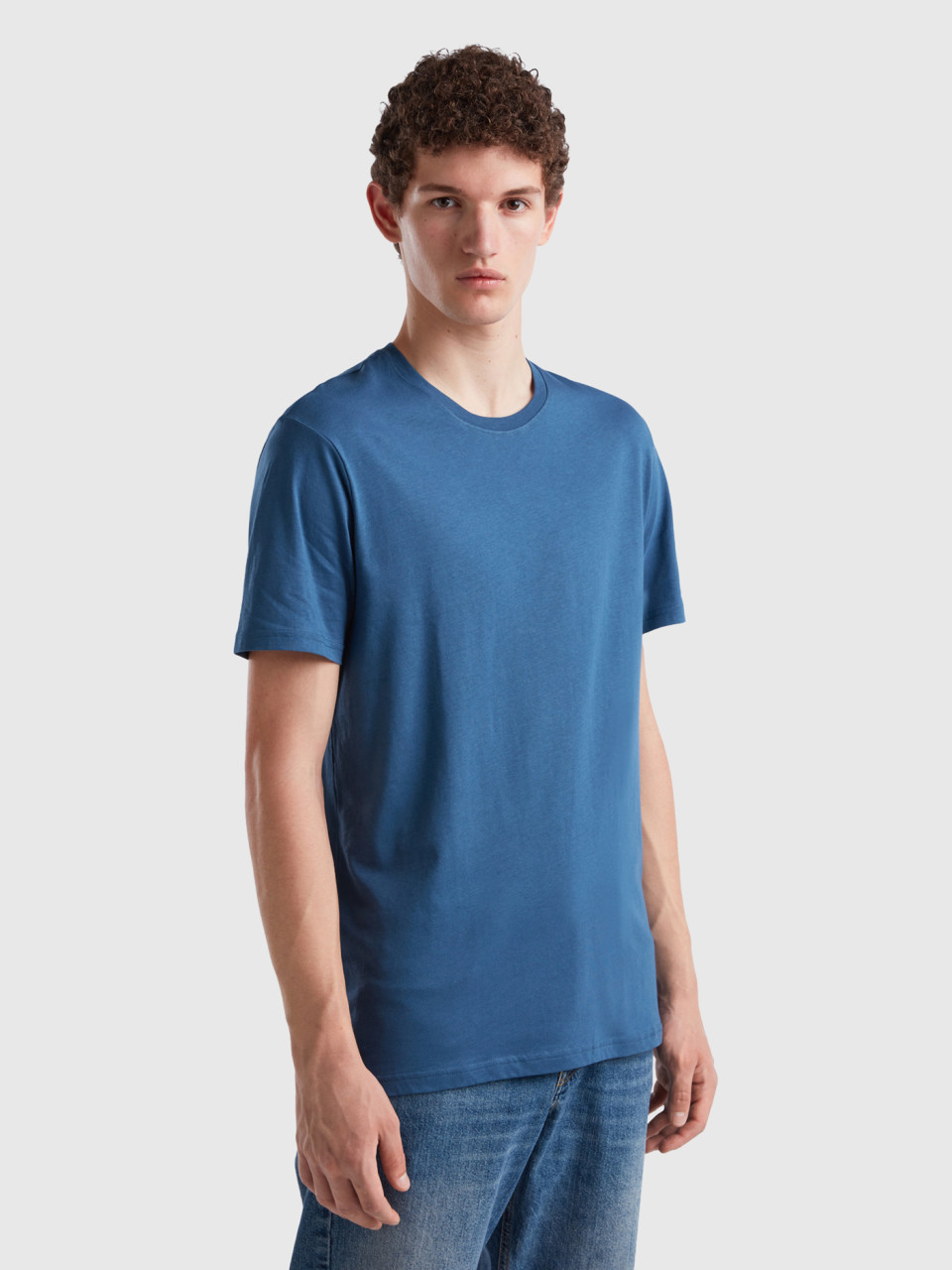 Benetton, T-shirt Bleu Avio, Bleu Horizon, Homme