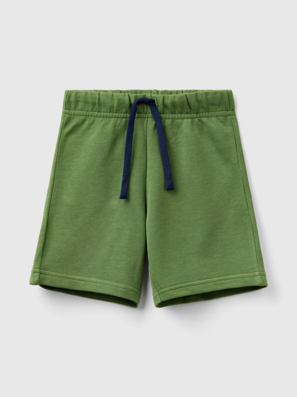 Benetton, Bermudas In 100% Organic Cotton Sweat, Military Green, Kids