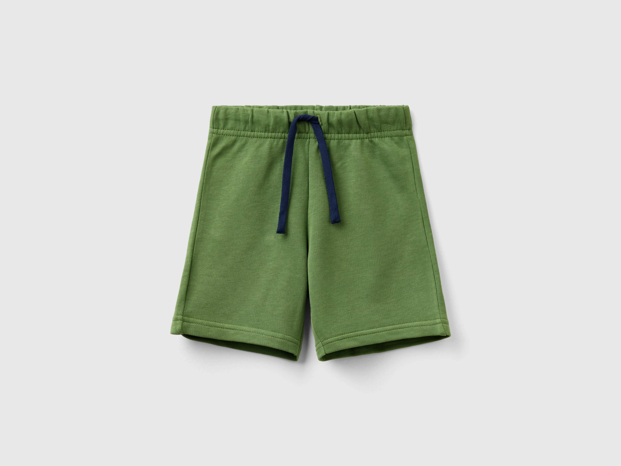Image of Benetton, Bermudas In 100% Organic Cotton Sweat, size 90, Military Green, Kids