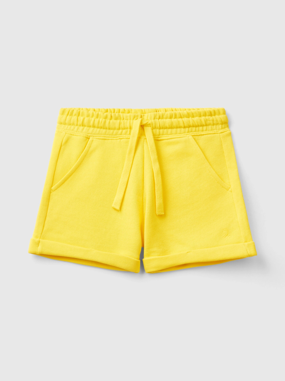 Benetton, 100% Cotton Sweat Shorts, Yellow, Kids