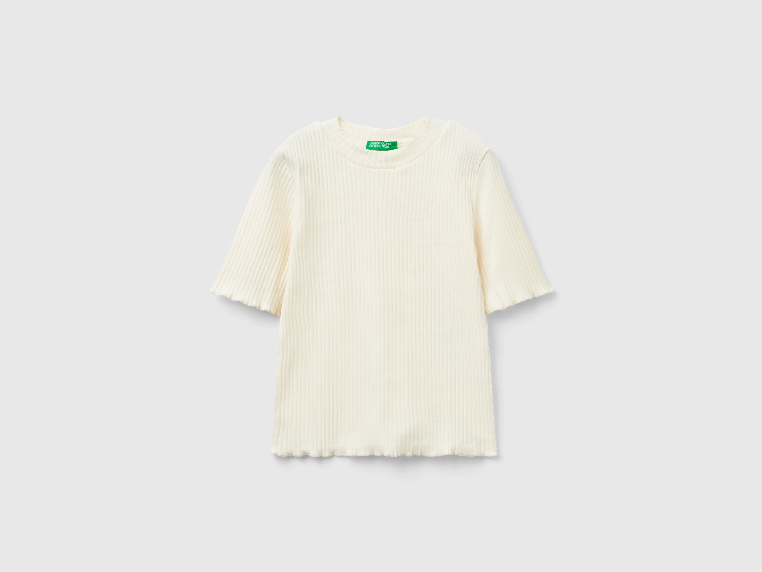 Benetton, Short Sleeve Turtleneck T-shirt, size S, Creamy White, Kids