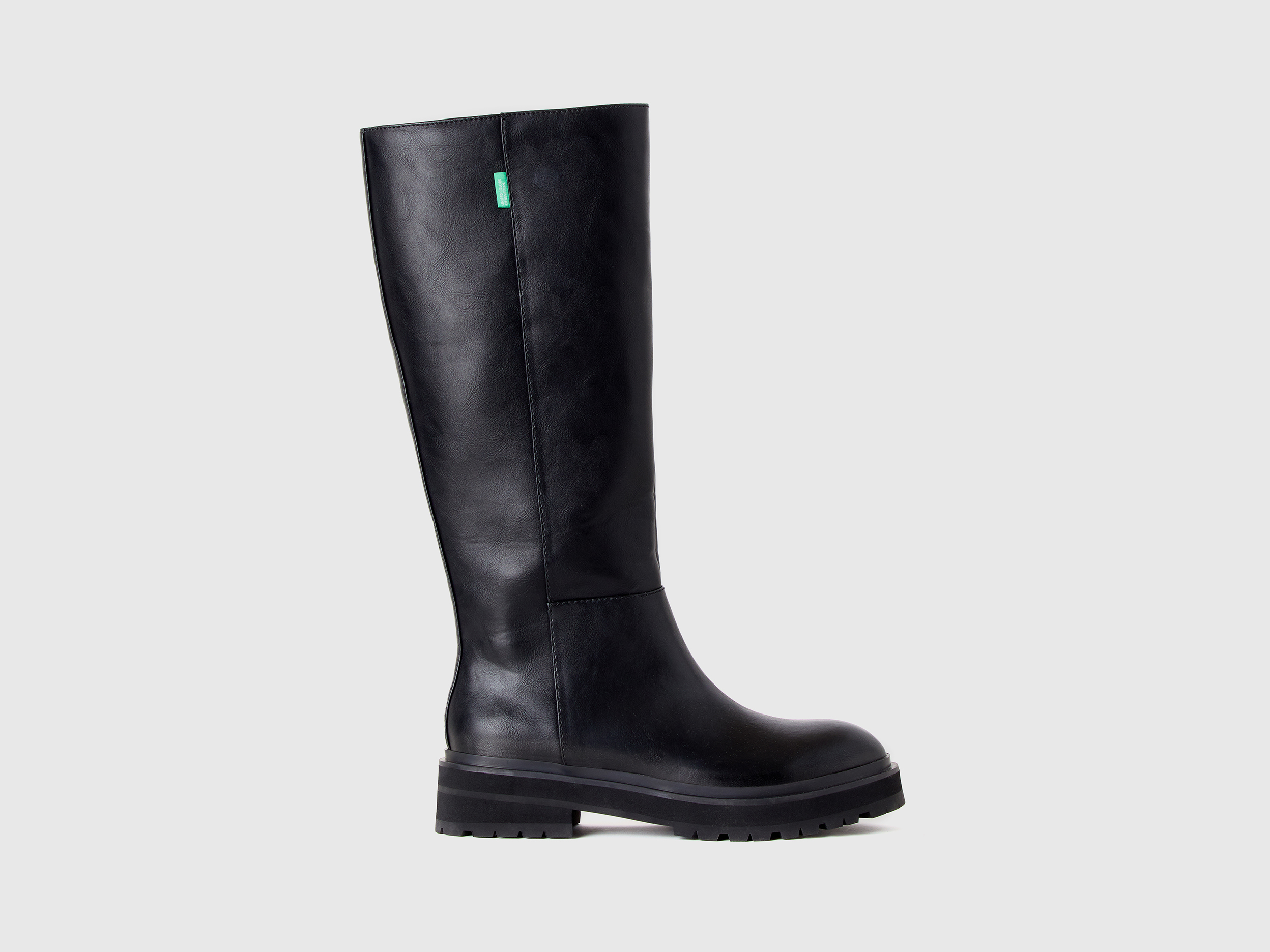 Benetton, Hohe Stiefel Aus Beschichtetem Stoff, size 38, Schwarz, female