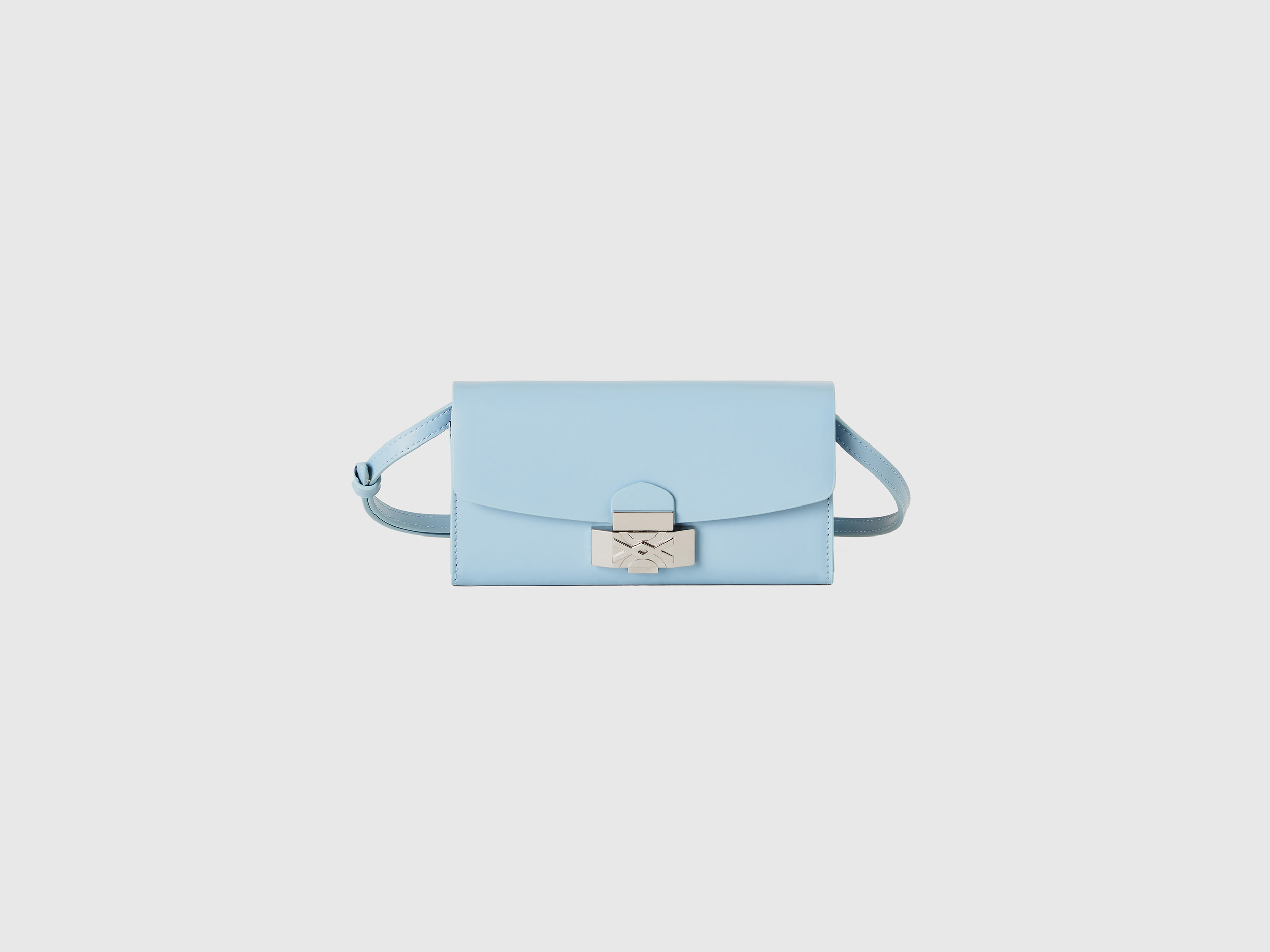 Benetton, Borsa Portacellulare Con Tracolla, Celeste, Donna