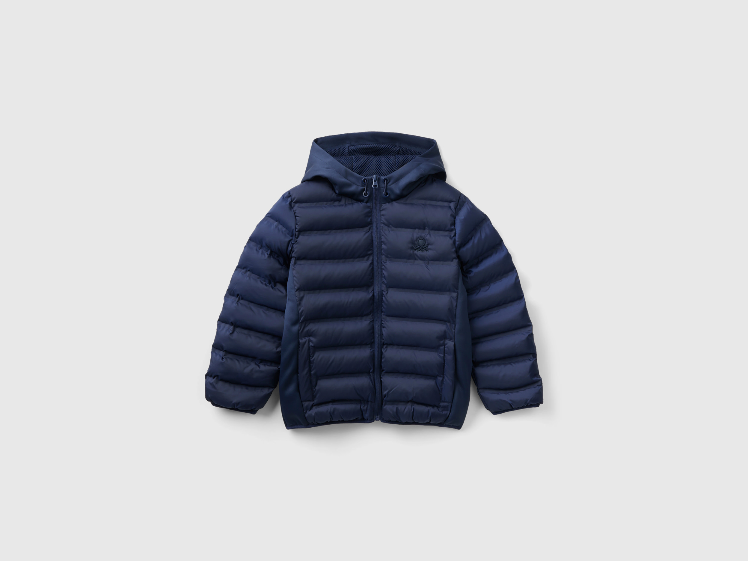 Benetton, Jacket With Neoprene Details, size M, Dark Blue, Kids