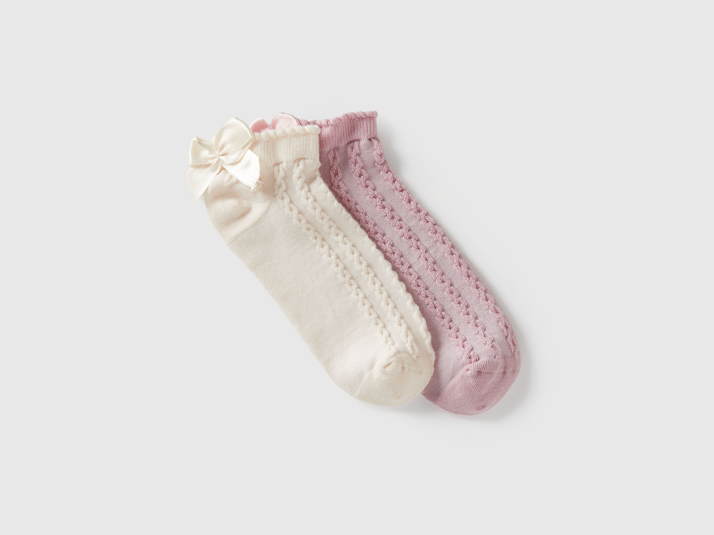 Benetton, Short Socks With Bow, Size: 5-8, Multi-color, Kids