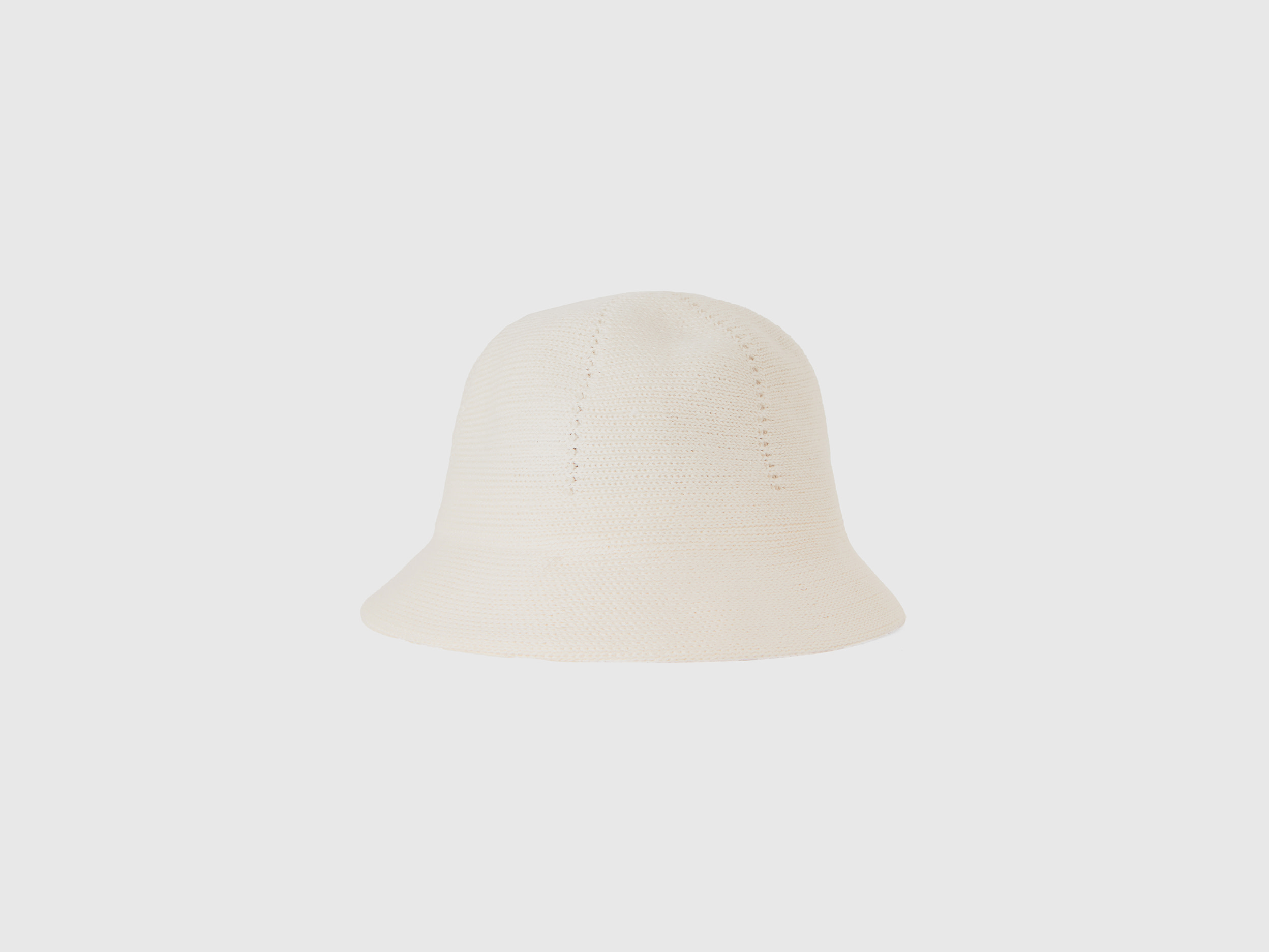 Benetton, Cappello A Campana In Misto Lino, Bianco Panna, Bambini