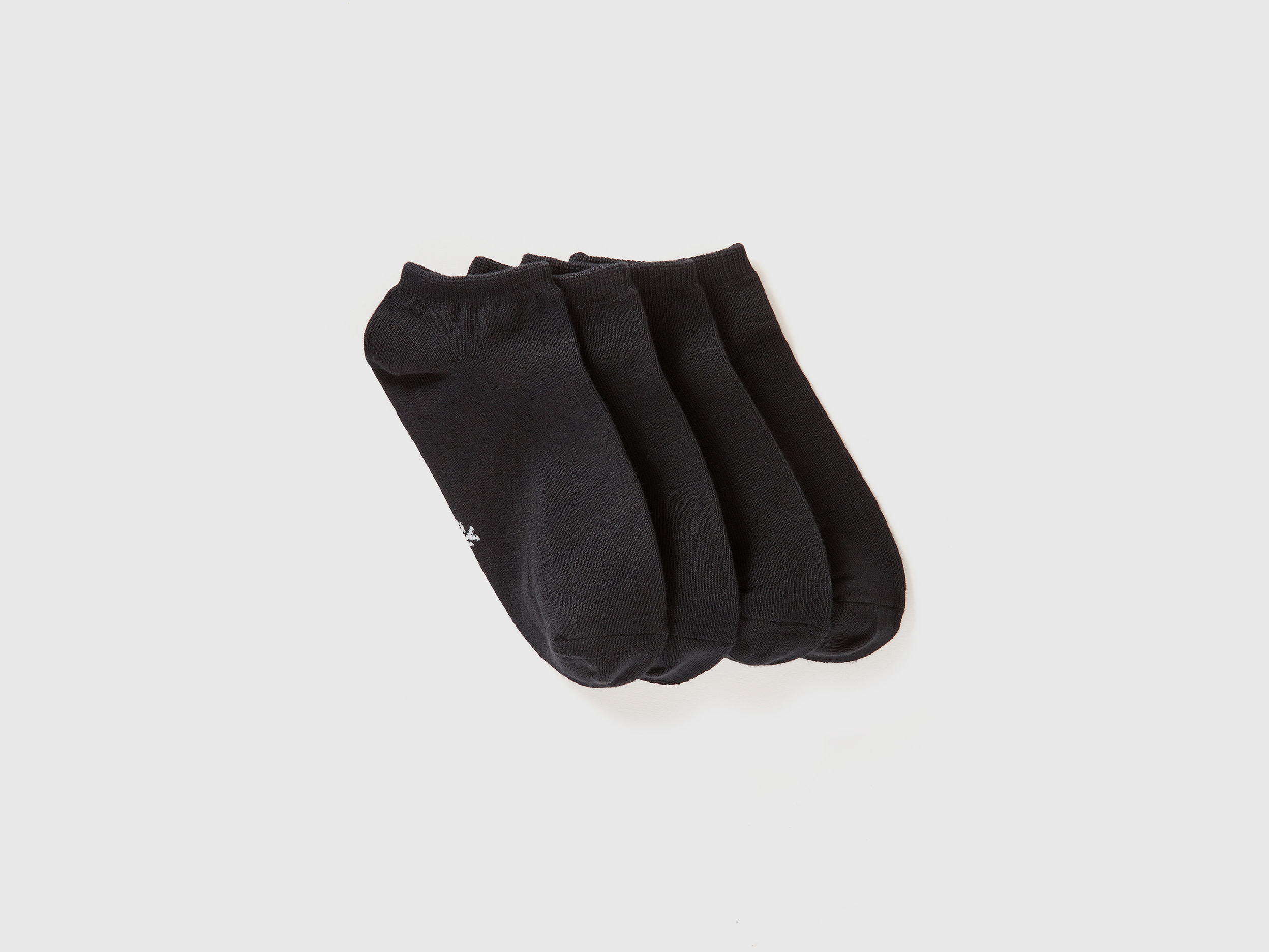 Benetton, Quattro Paia Di Calzini Corti, Nero, Bambini