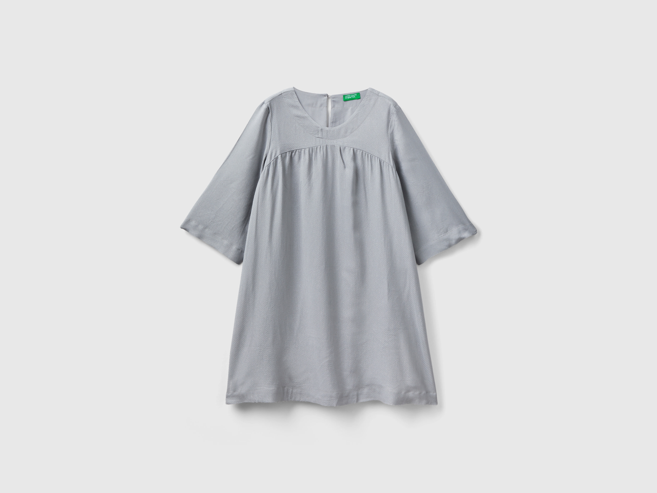 Benetton, Flowy Dress With Lurex, size L, Light Gray, Kids