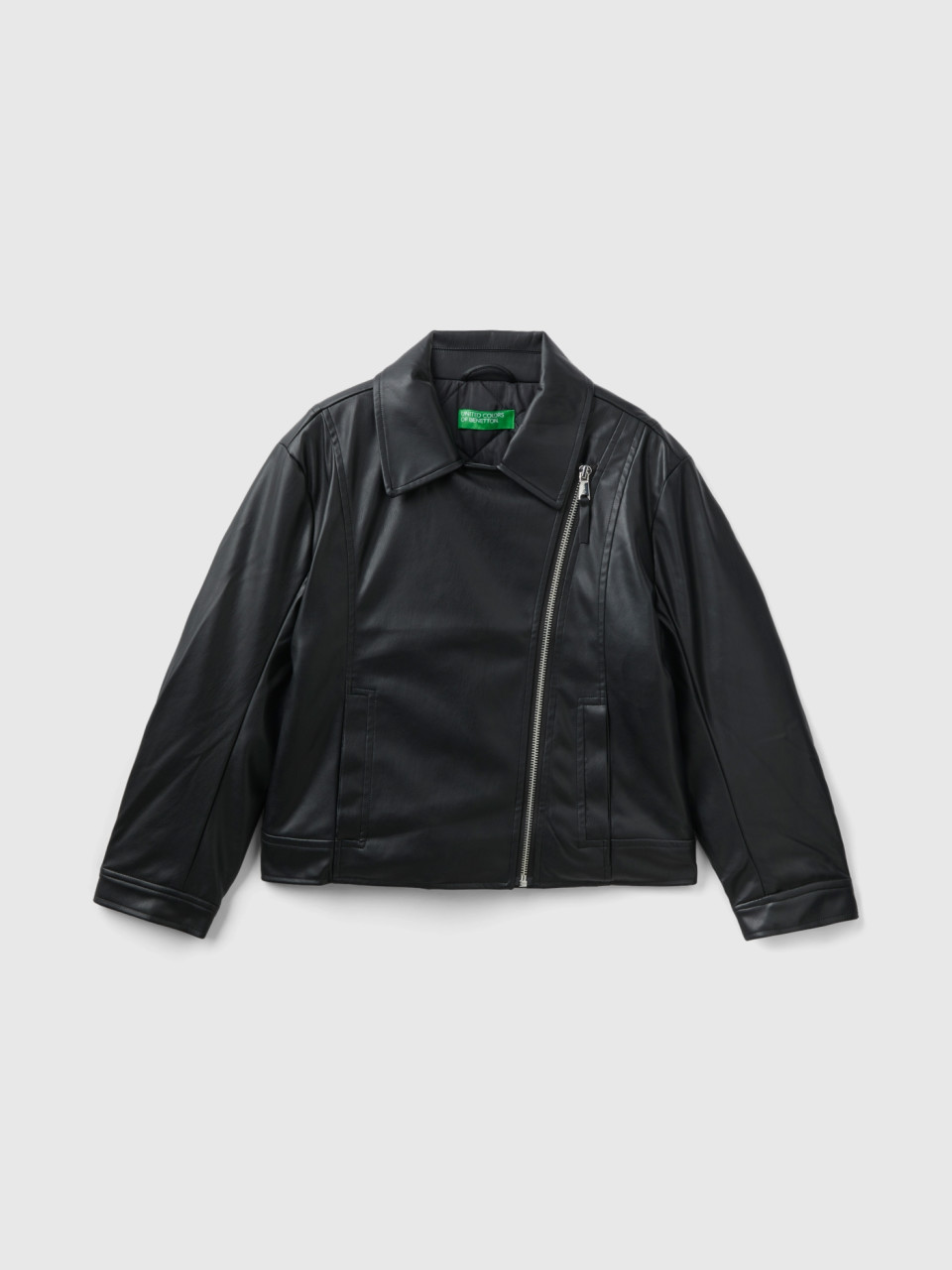 Benetton, Jacket In Coated Fabric, Black, Kids