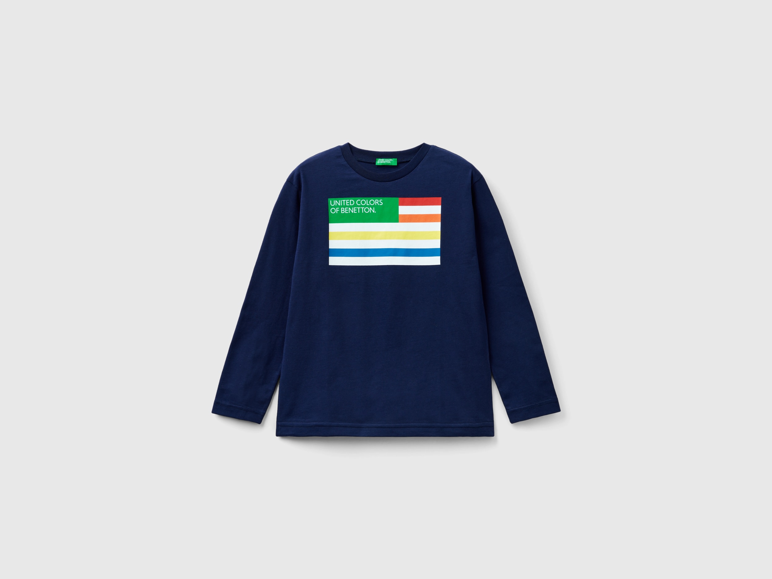 Benetton, Long Sleeve Organic Cotton T-shirt, size XL, Dark Blue, Kids