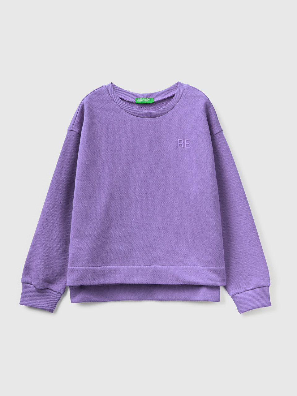 Benetton, Sweatshirt With be Embroidery, Lilac, Kids